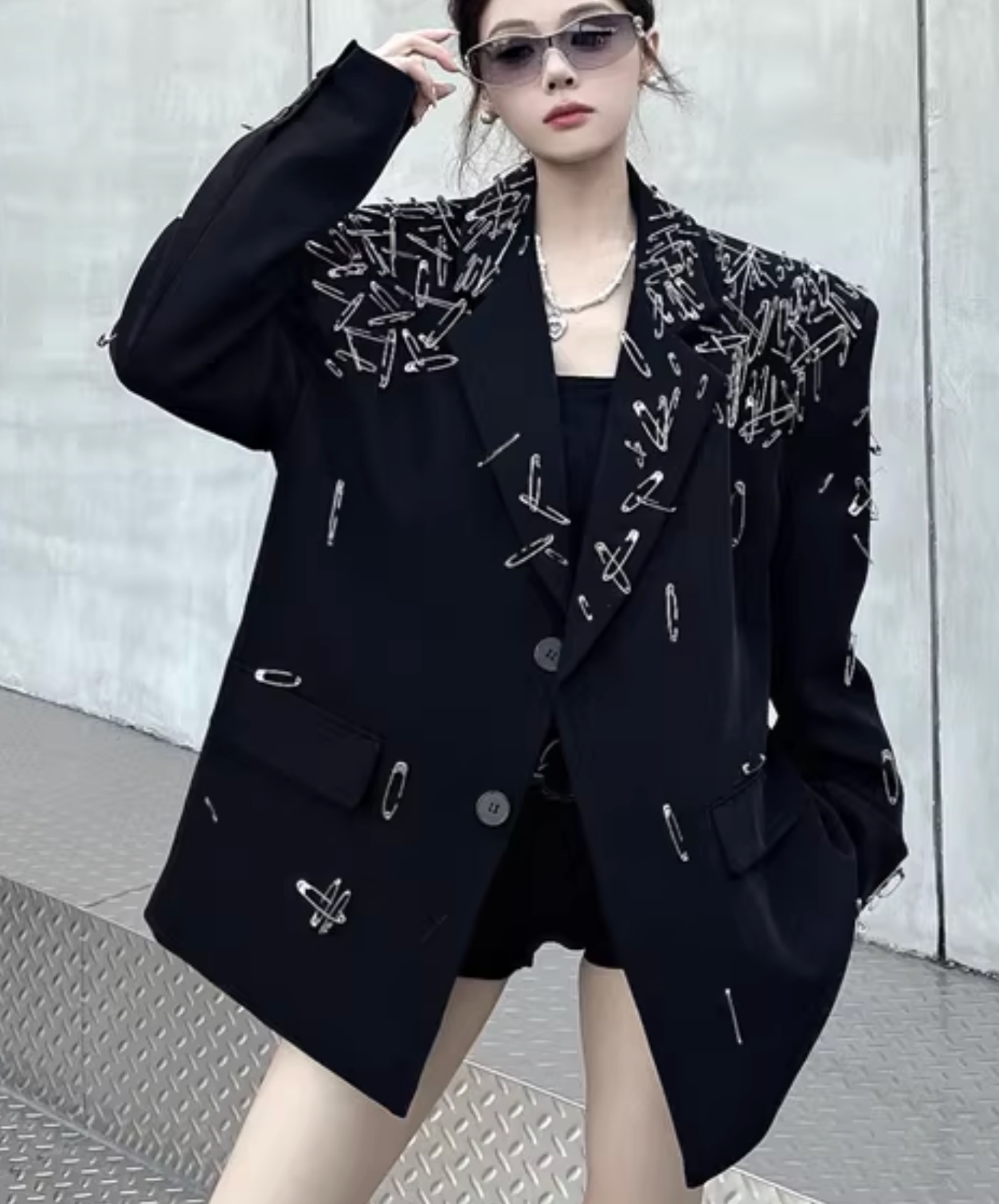 3d safety pin decoration jacket EN2828