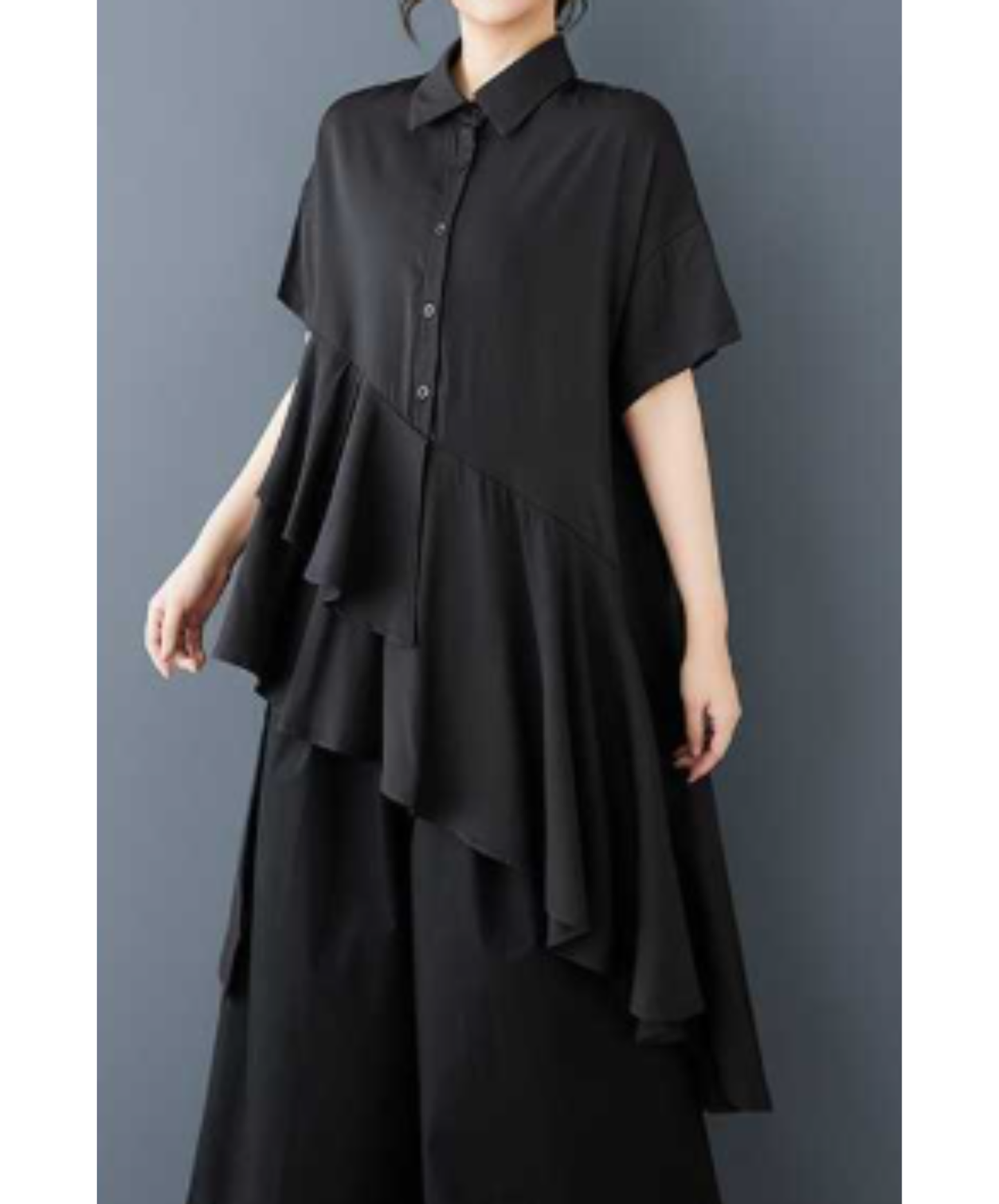 asymmetric tiered design shirt EN3061