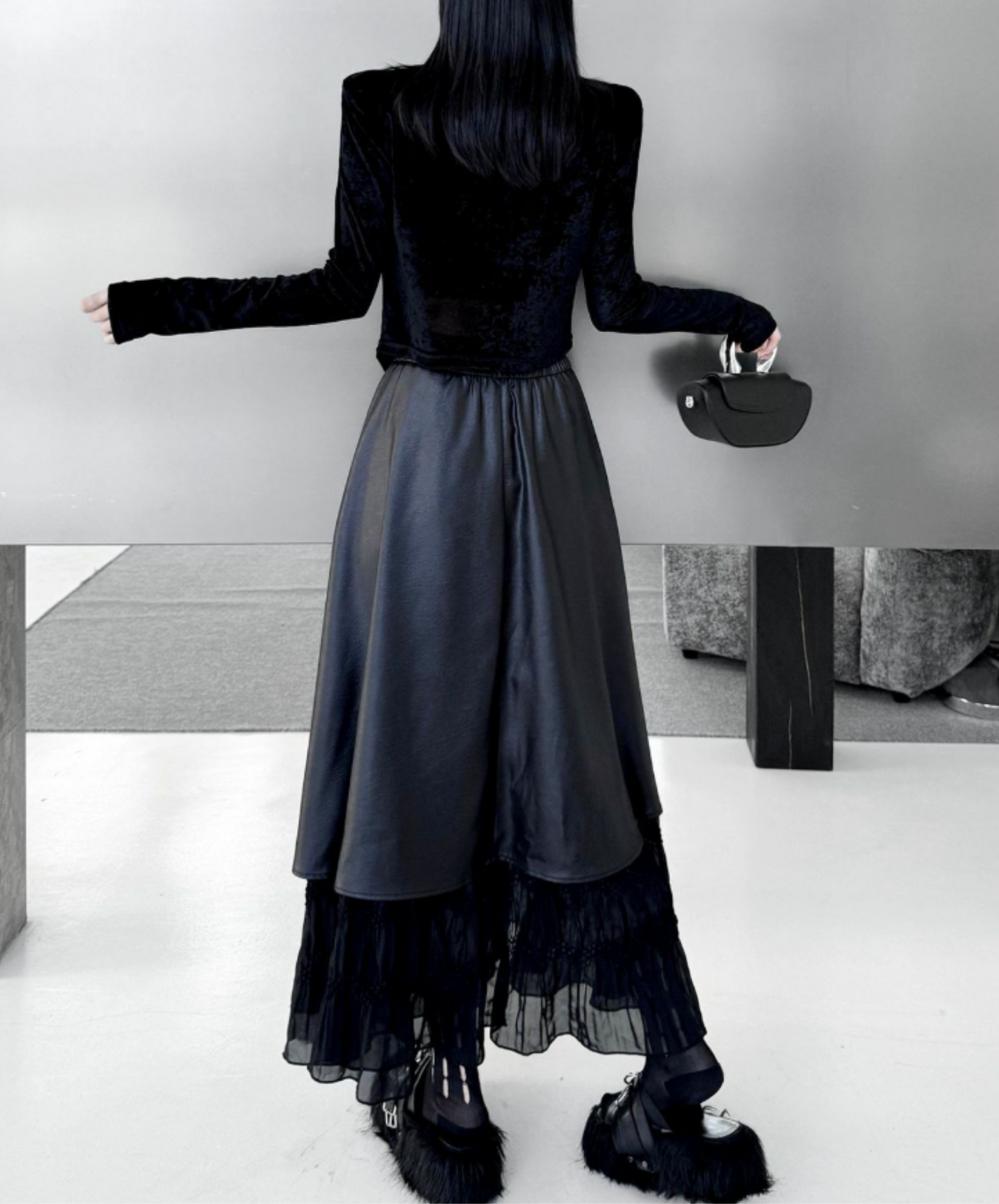 dark patchwork midi skirt EN2720
