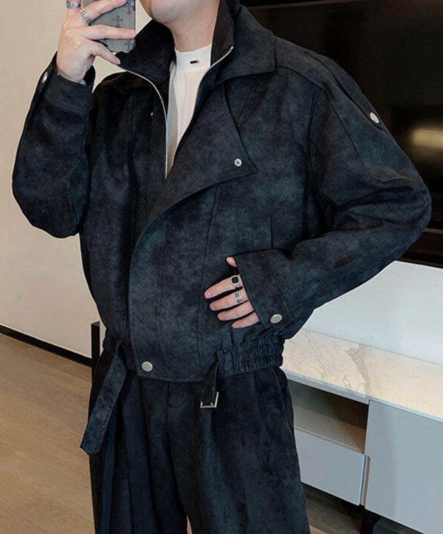 faux two-piece stand collar jacket EN2665