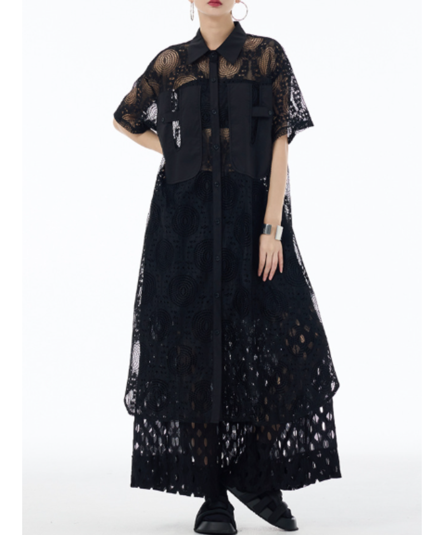 jacquard lace see-through vest EN2983