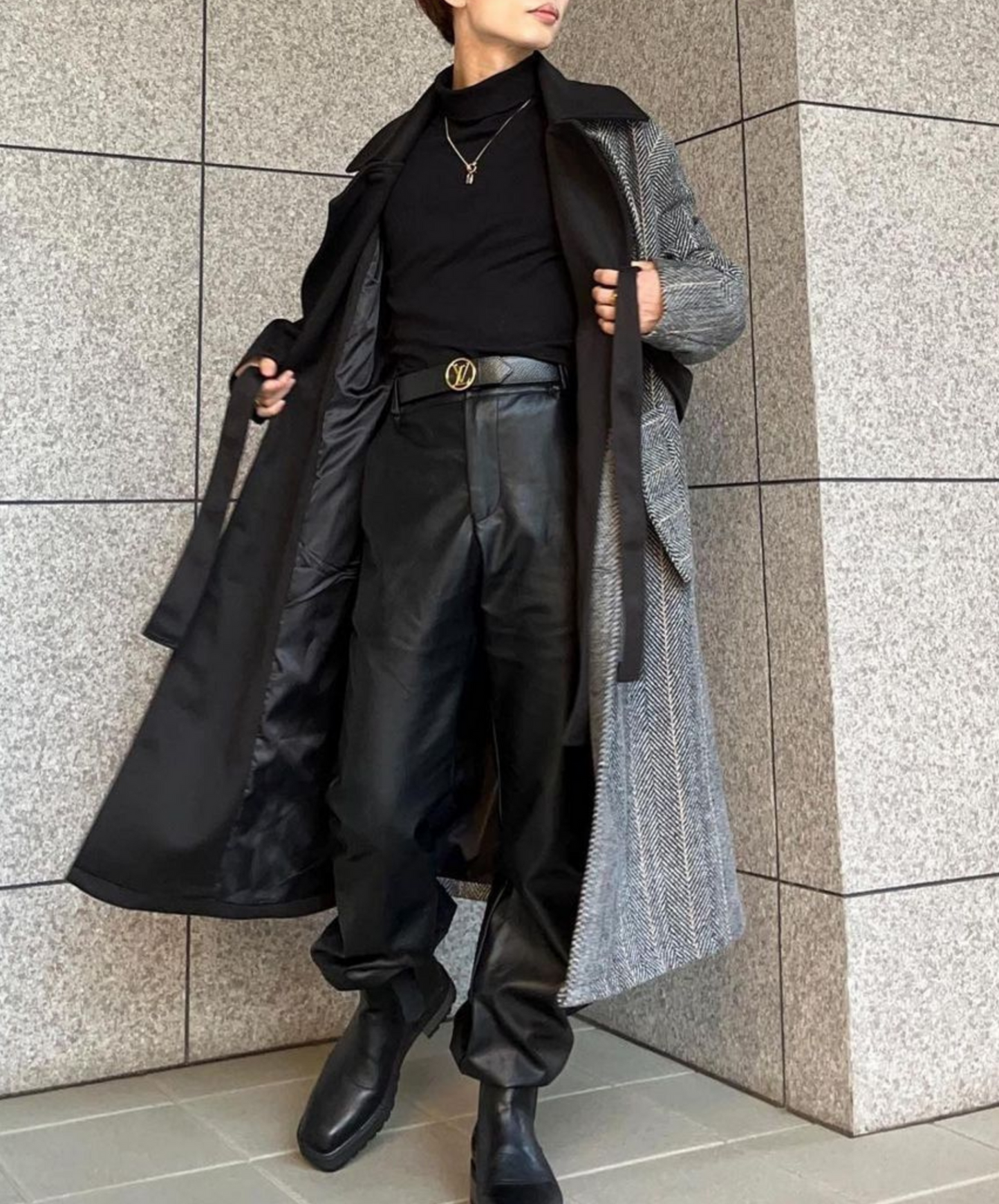 【style37】dark mode outfit set EN1410（ coat+ pants set）