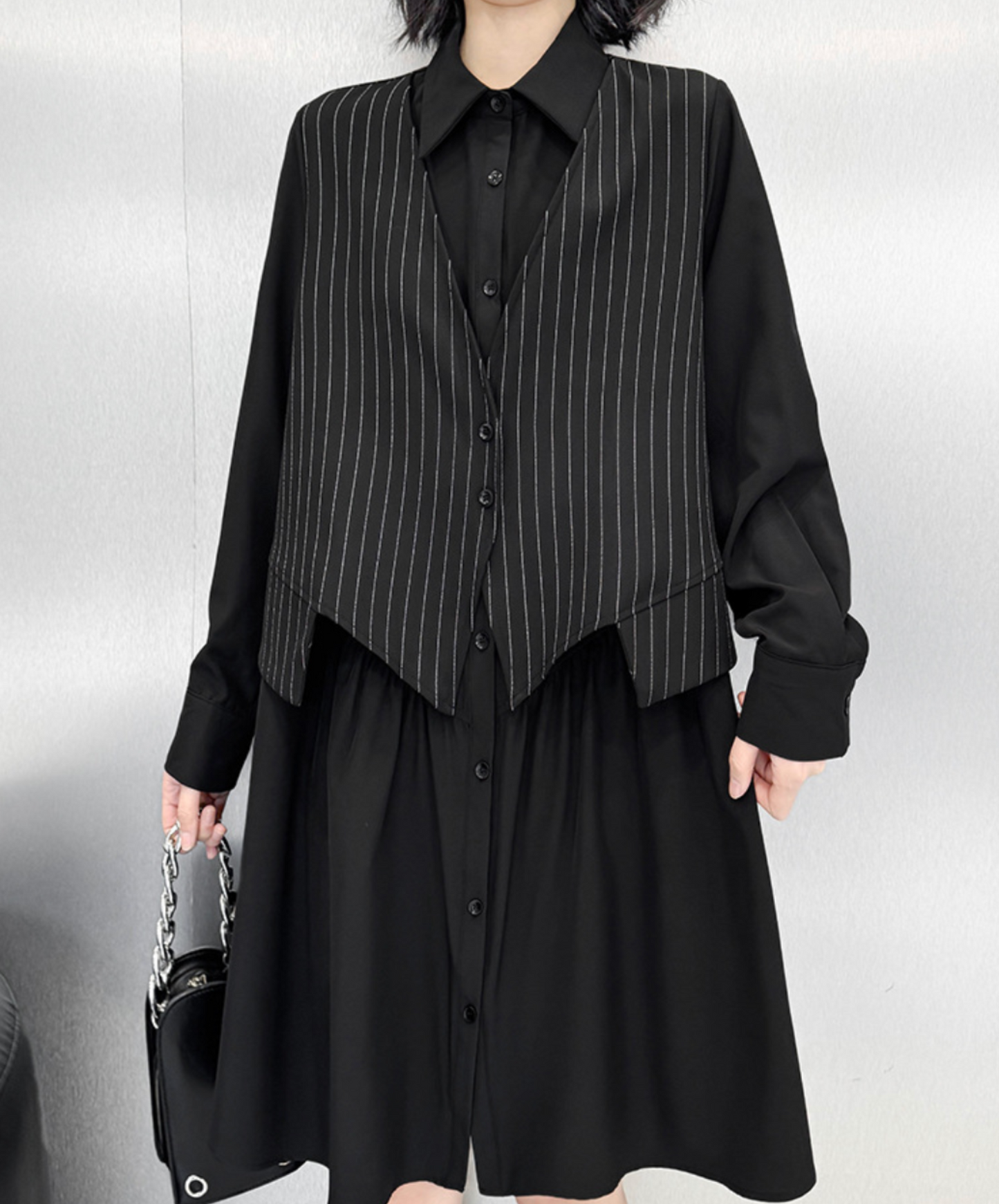 fake layered stripes long shirt EN2329