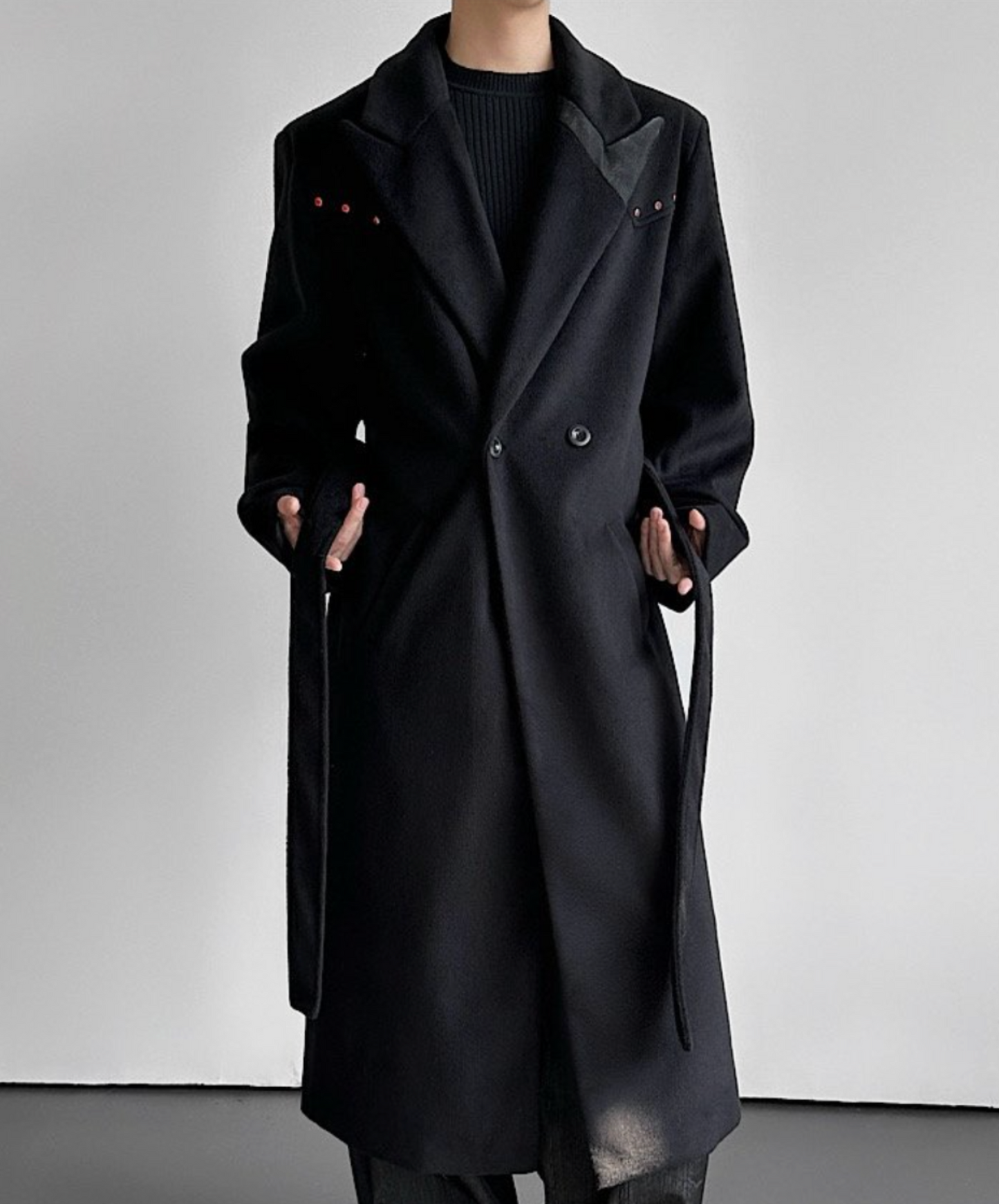 red rhinestone decorated long coat EN2602