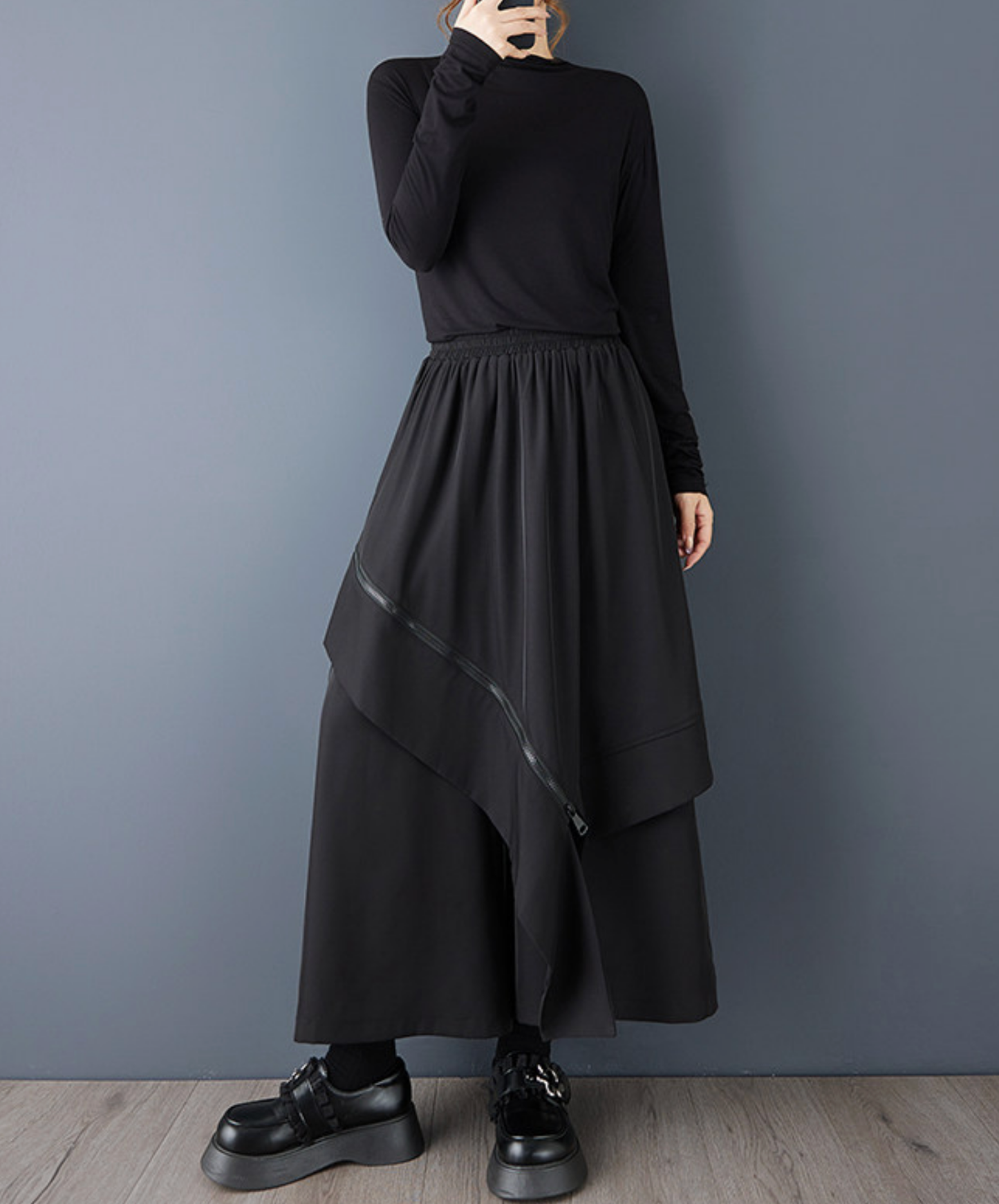 dark Irregular patchwork hem pants EN2701