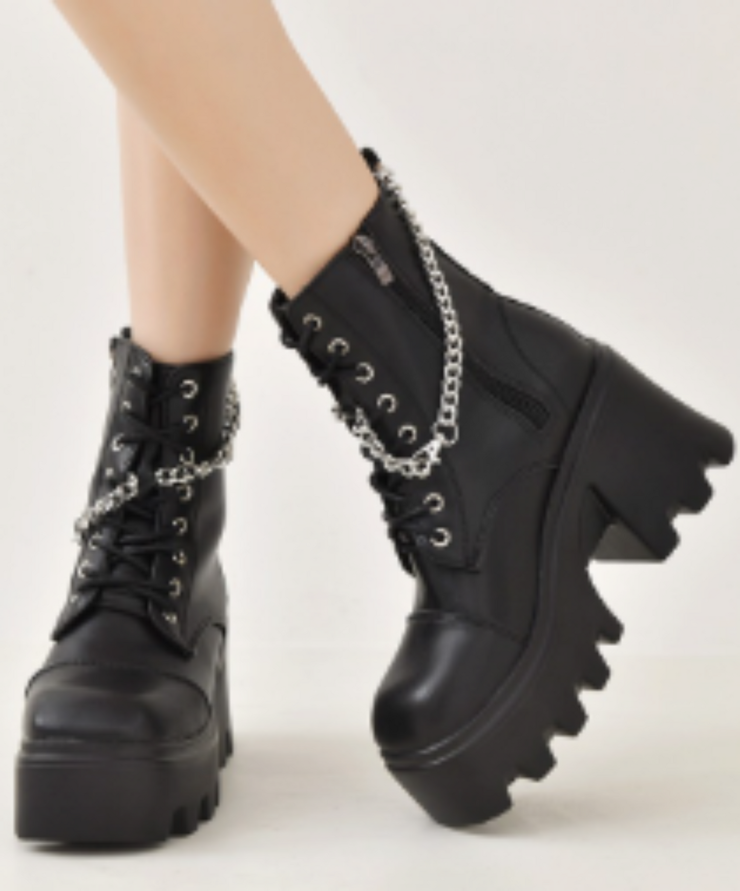 wrap around chain zip up boots EN2002