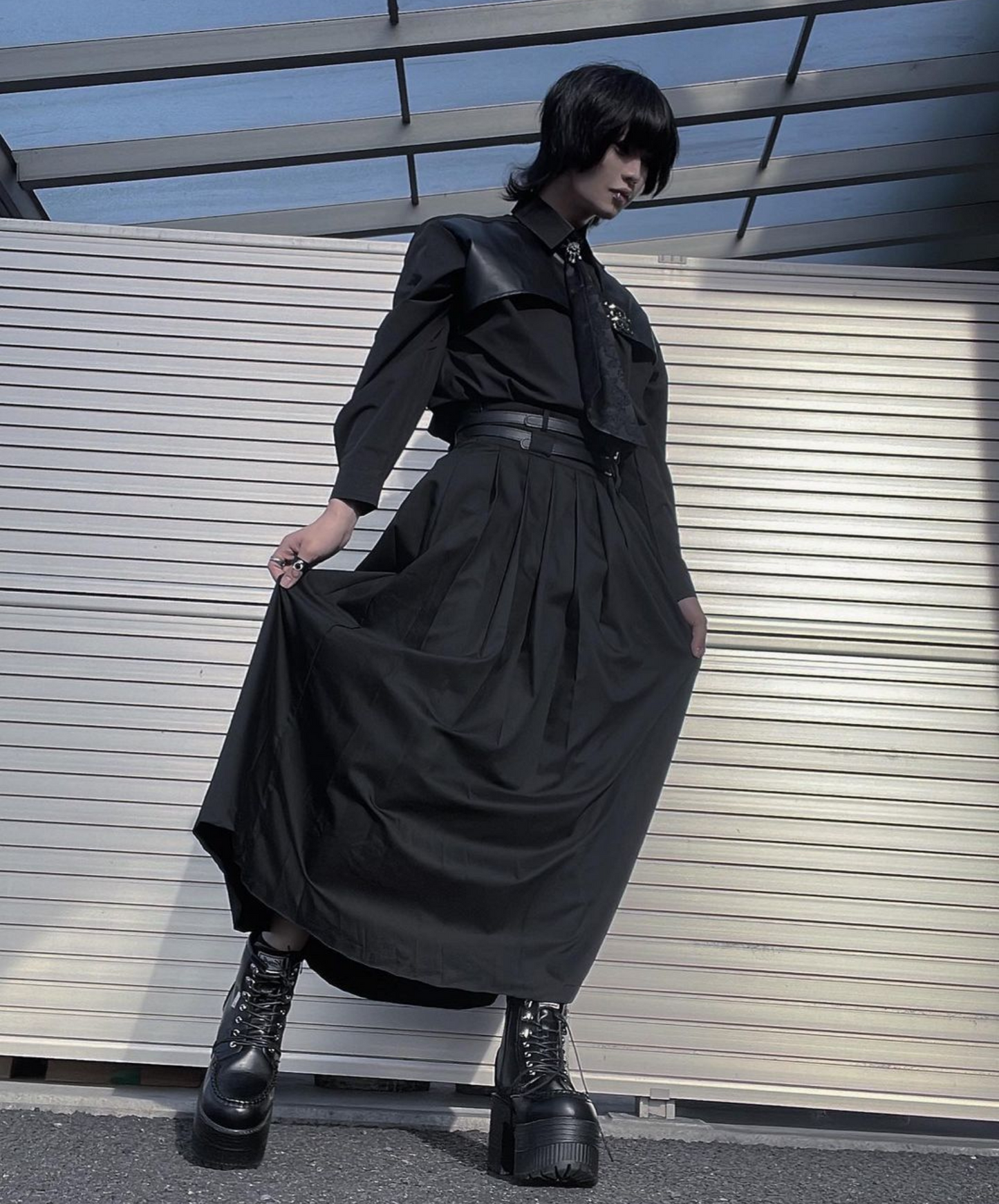 【style31】dark mode outfit set EN1092（ shirt + skirt set）