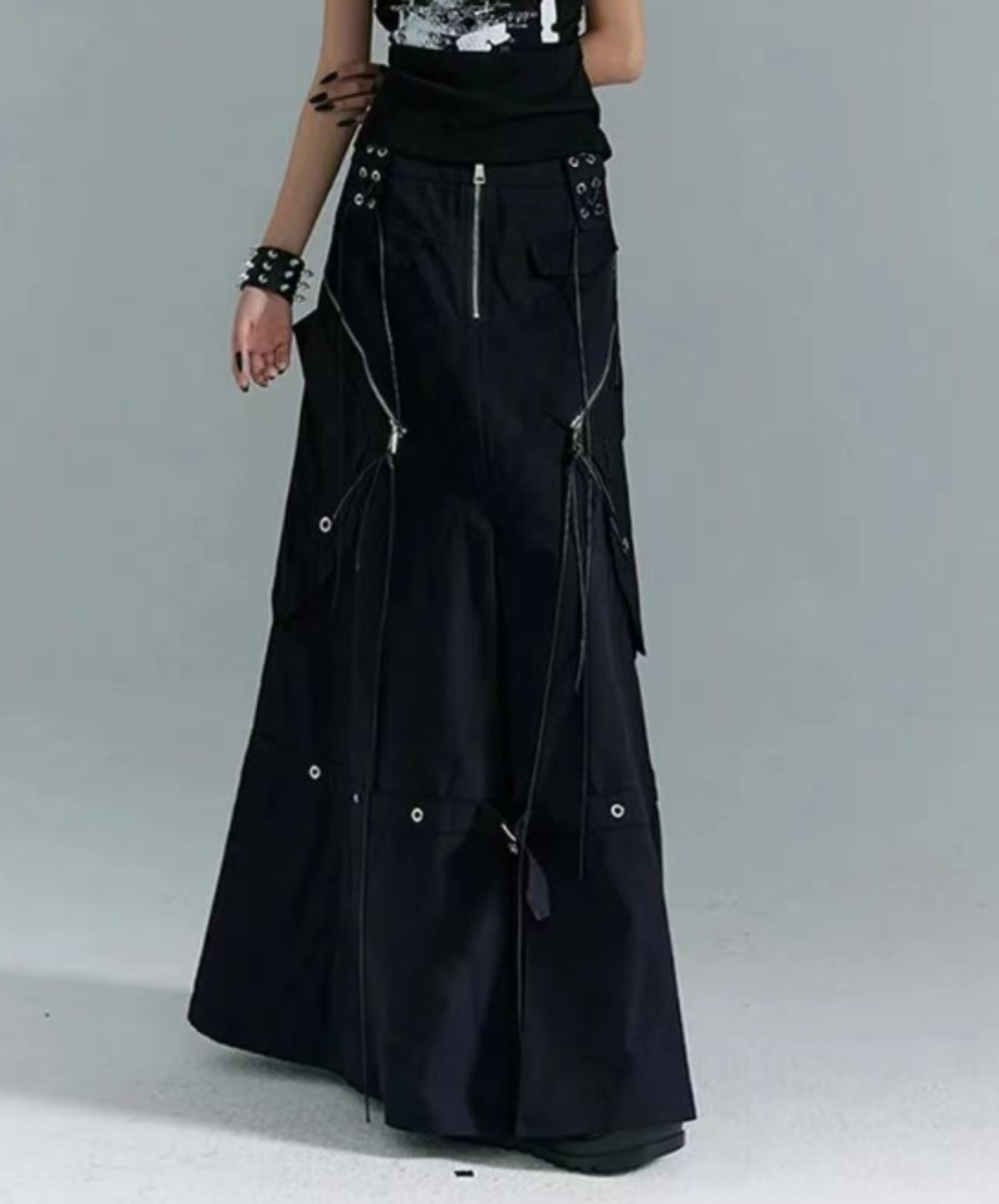 dark high waist metal decoration skirt EN2909