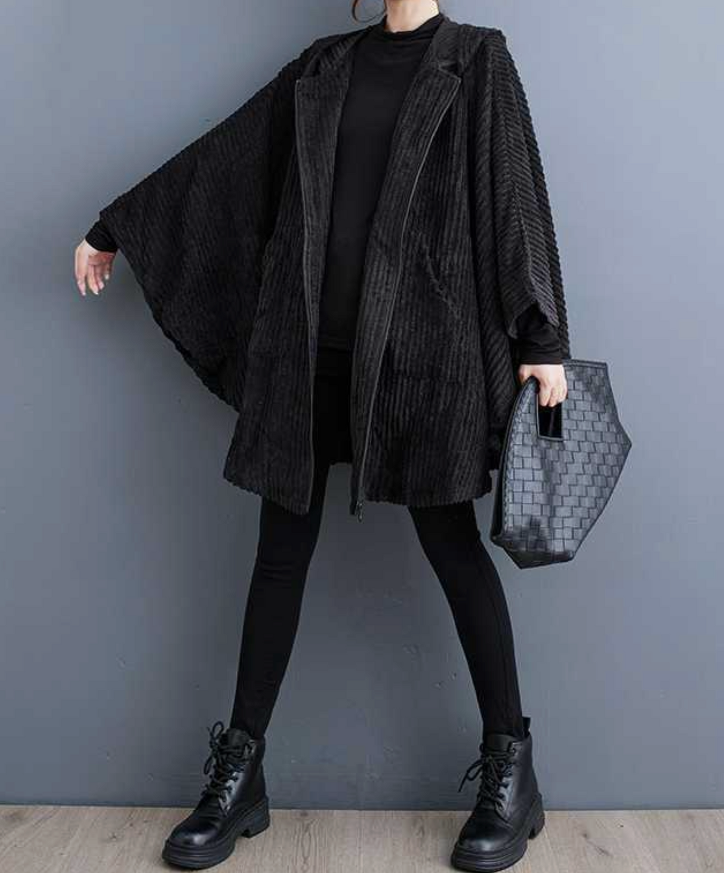 corduroy poncho hoodie EN2443