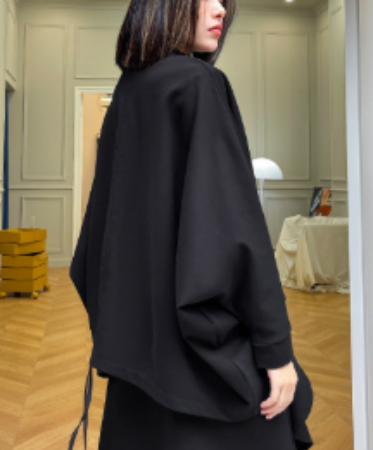 ring-zipper poncho style sweatshirt EN3117