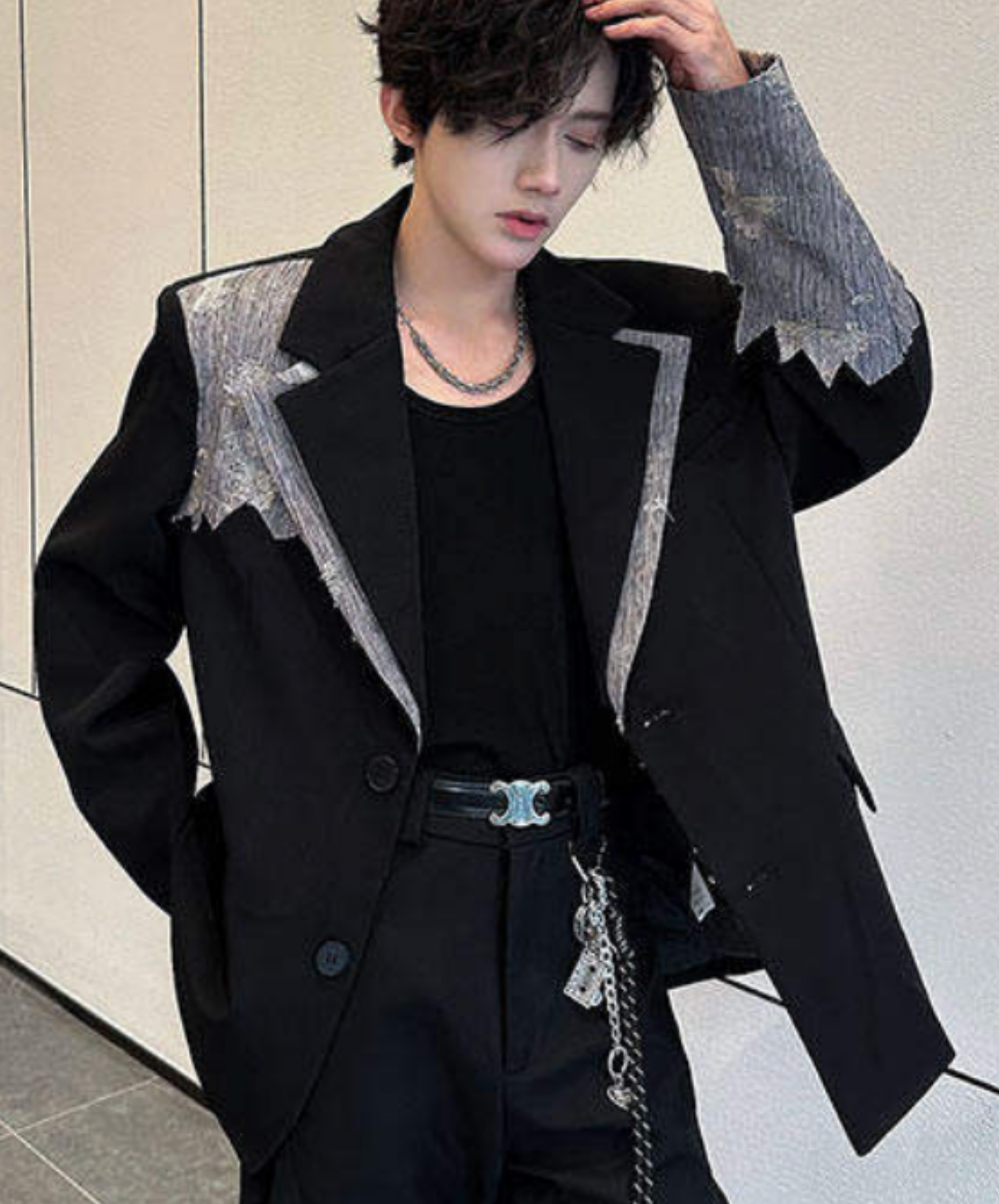 stylish lace trim jacket EN2689