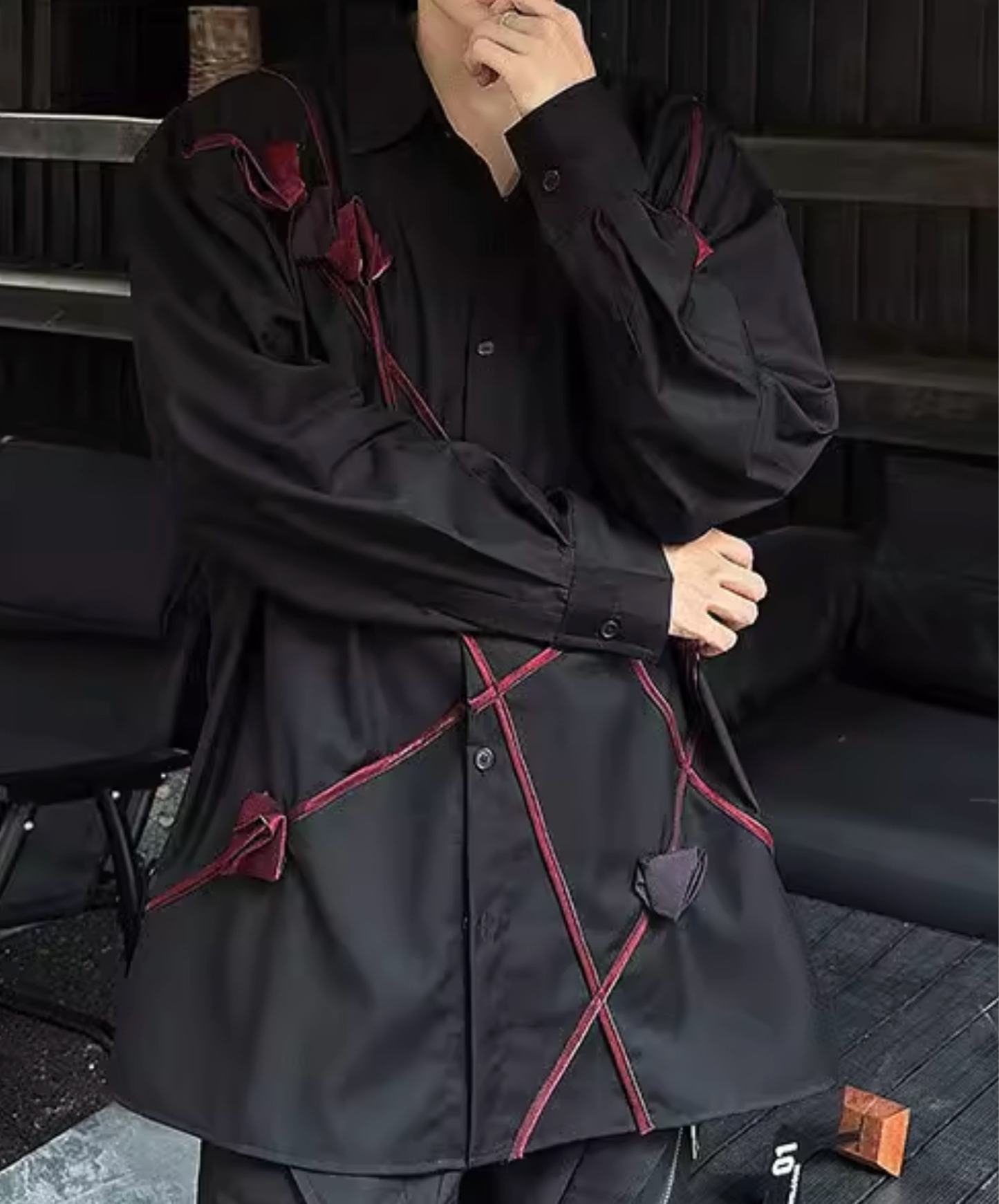 【style97】dark mode outfit set EN2886（shirt + necktie + pants set）