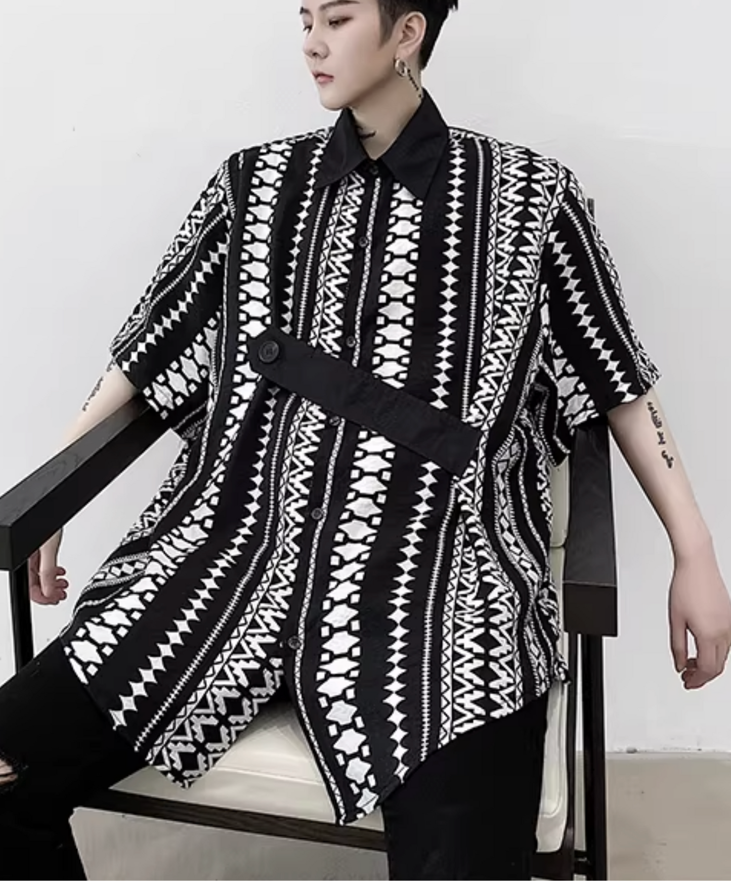 ethnic-like patterns stripe shirt EN2815