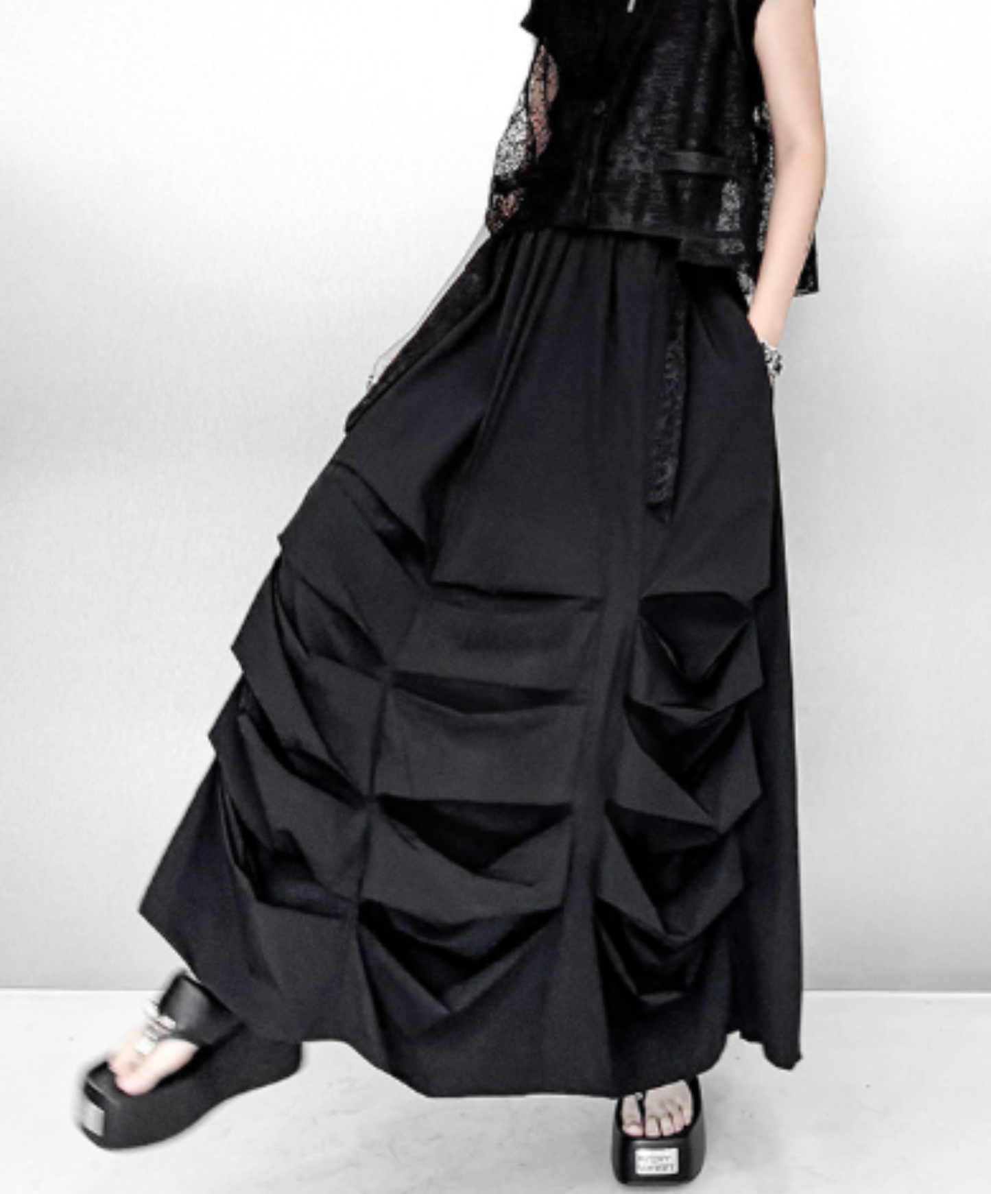 dark voluminous drape skirt EN3019