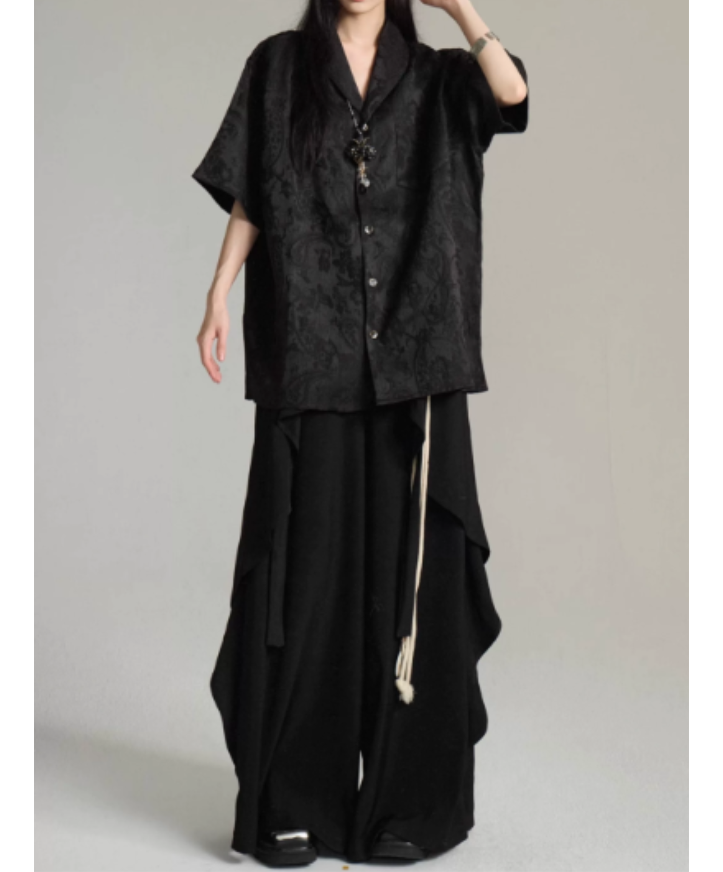 short-sleeved embroidered jacquard shirt EN3023
