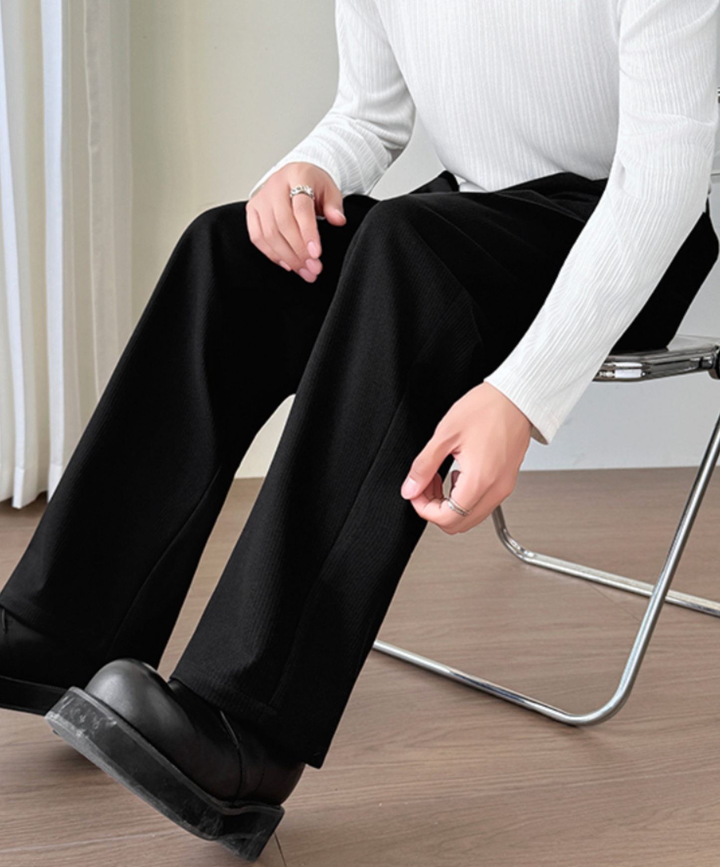 dark wool blend stripes pants EN2546