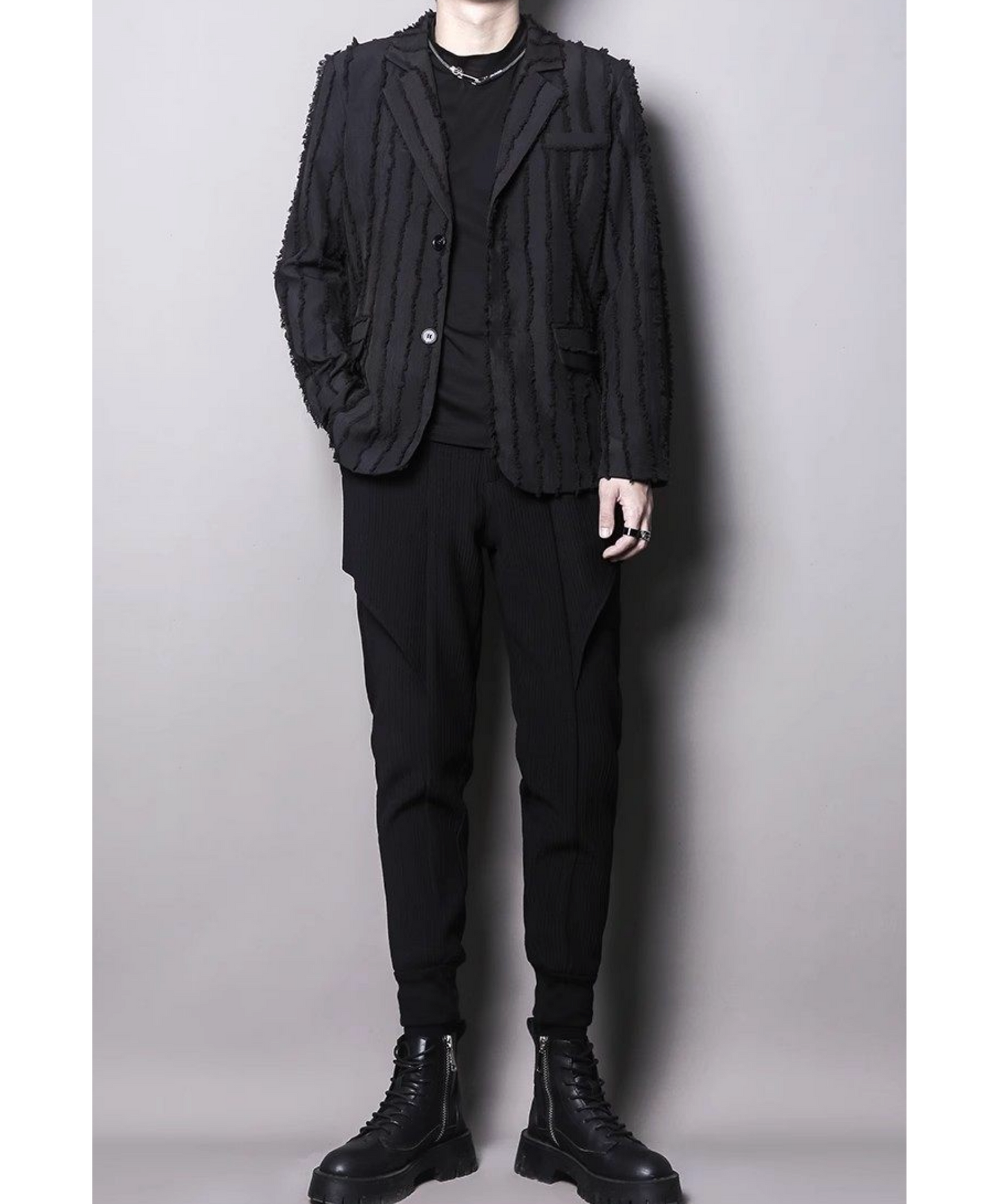 dark striped slim fit jacket EN2698