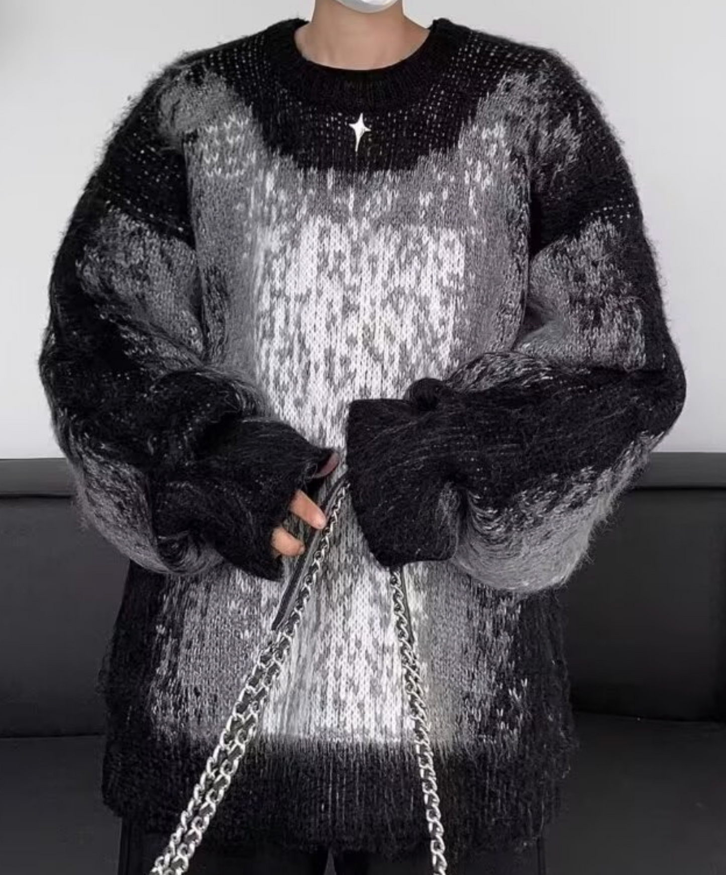 mosaic pattern dyeing sweater EN2495