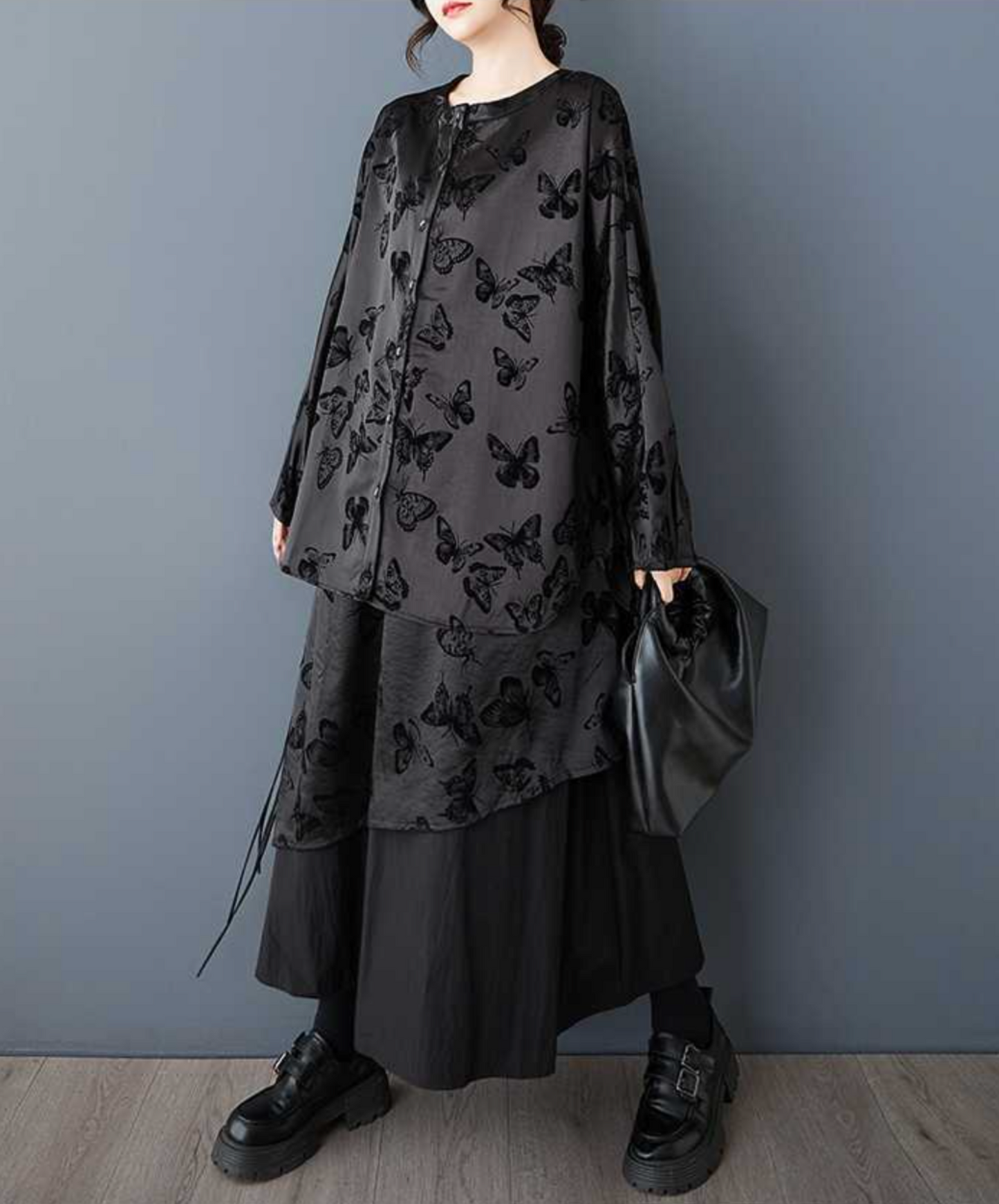 dark butterfly print shirt EN2269