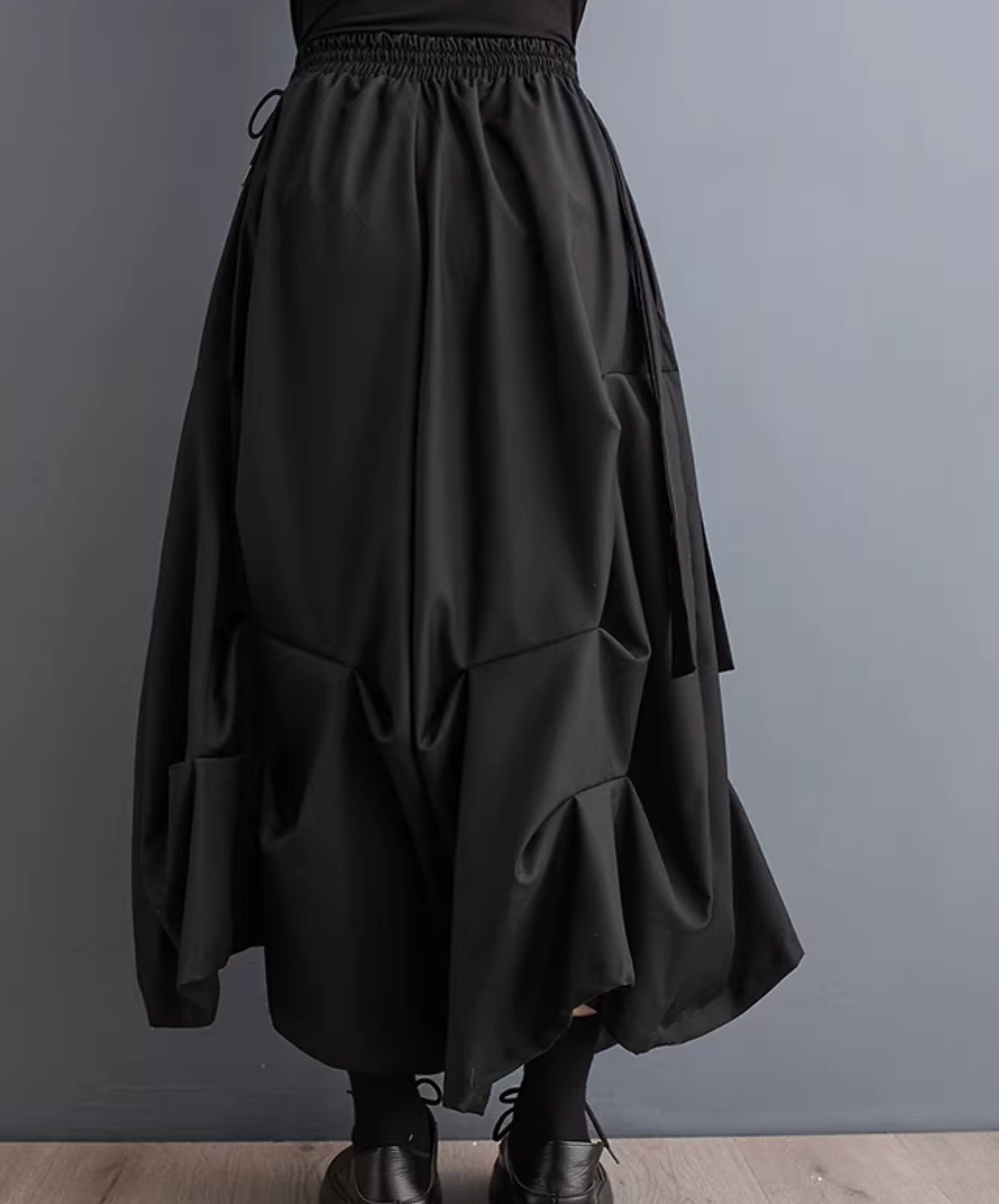 dark pleated drape wide pants EN2833