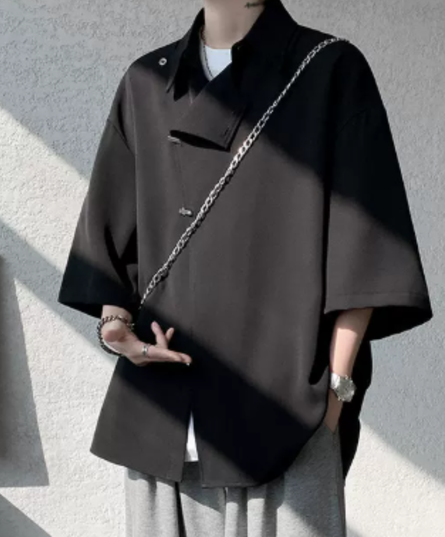 chinese-style front placket metal buttons shirt EN2958