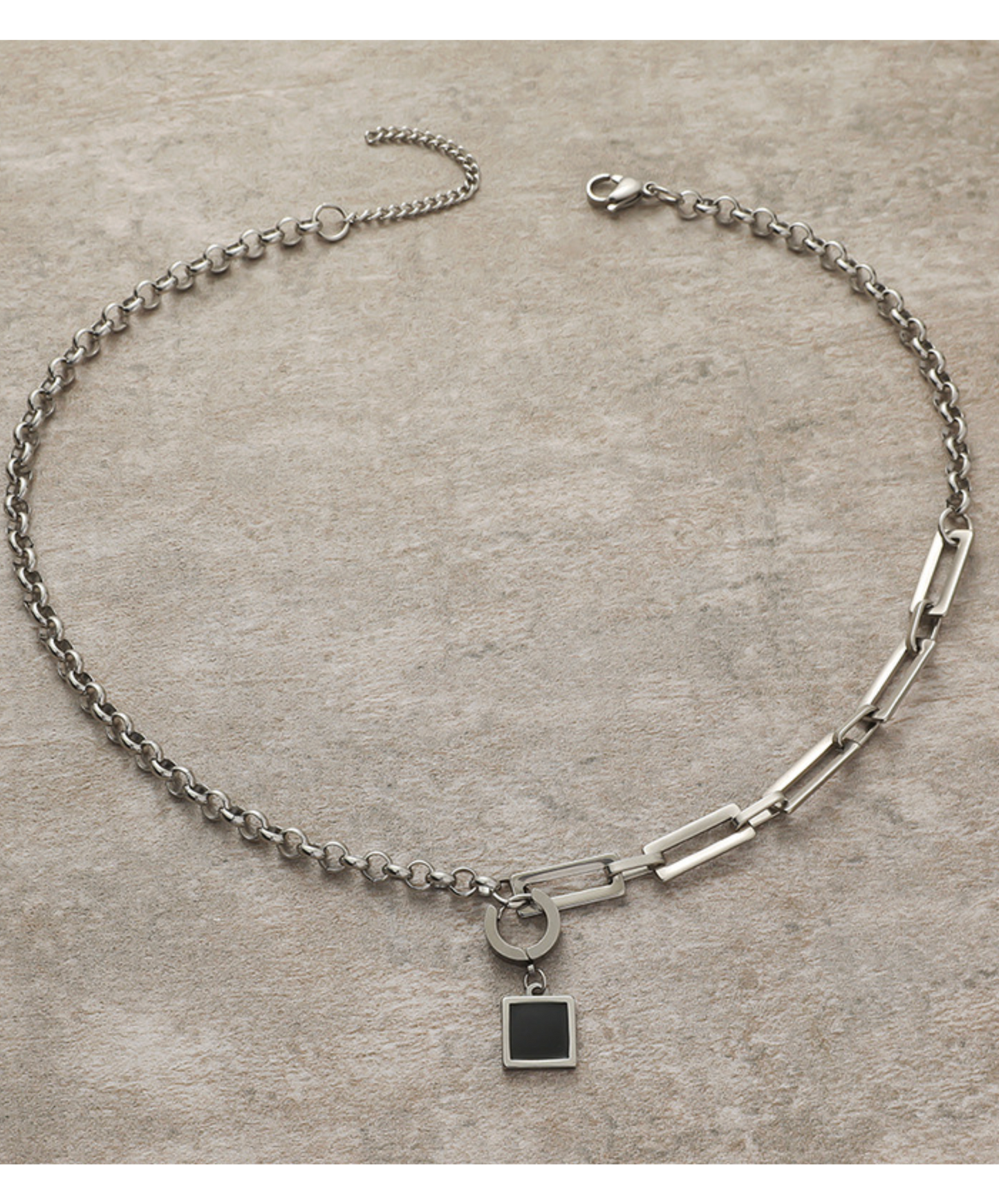 square chain black stone necklace EN2515