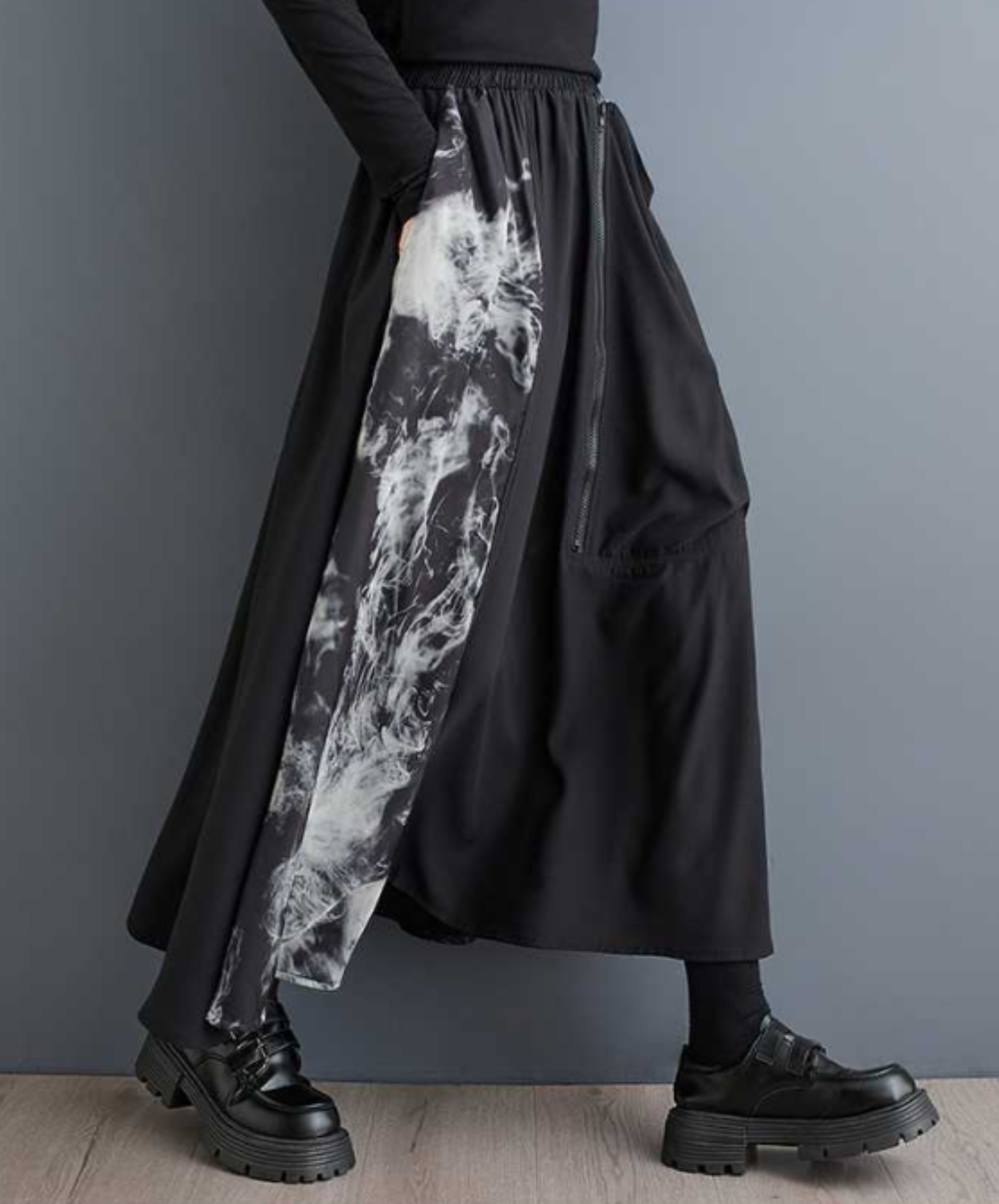 retro splicing print skirt EN2907