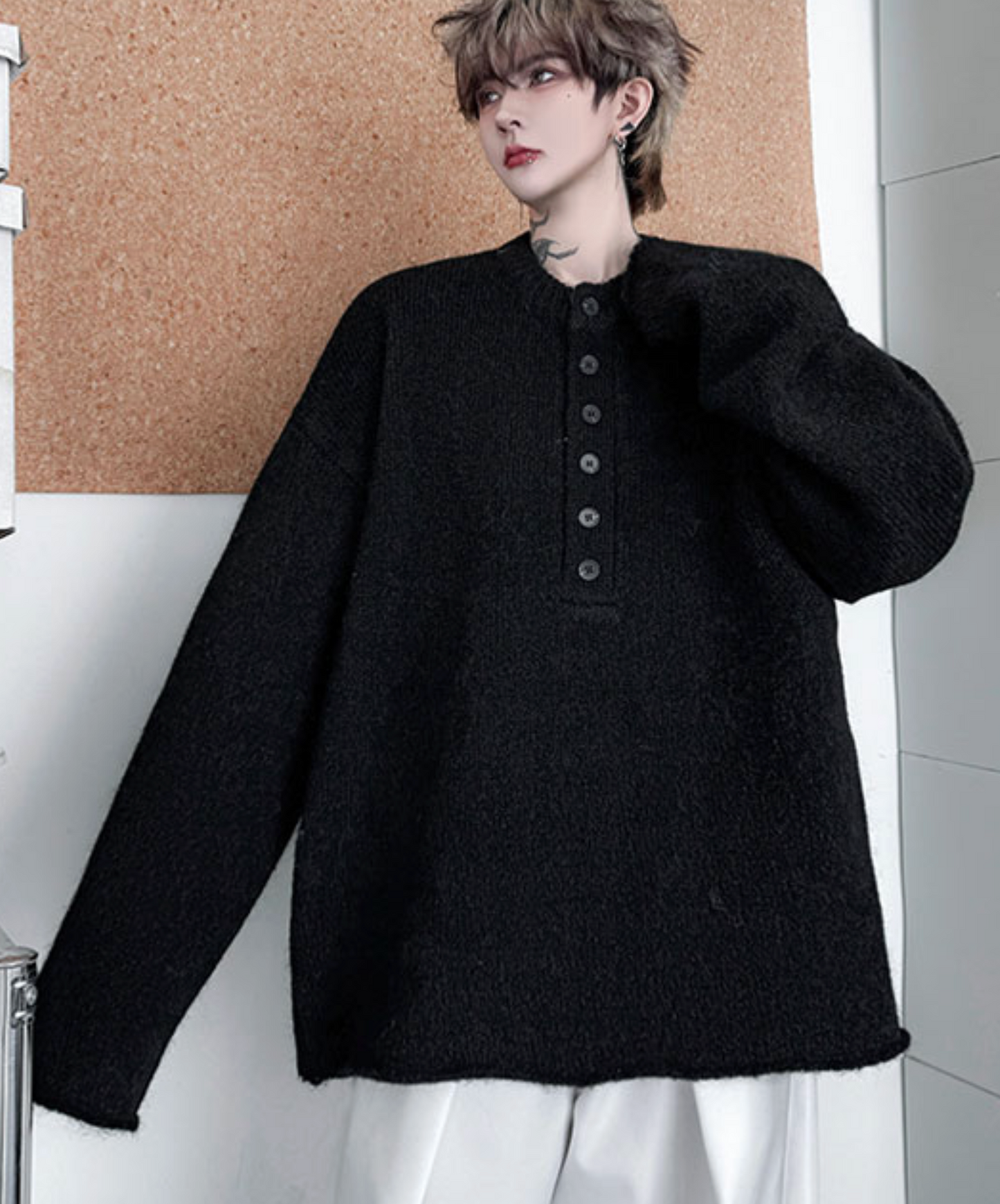 drop shoulder thick sweater EN2459