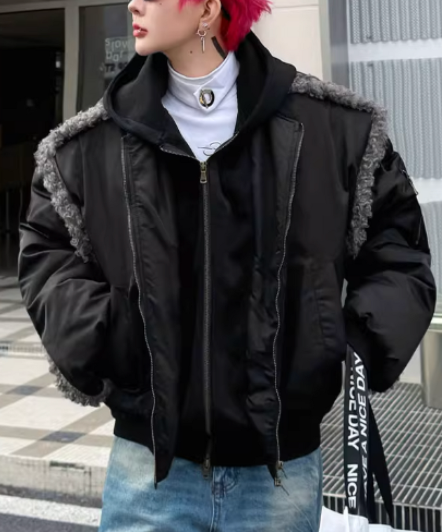 faux fur connection shorts jacket EN2563