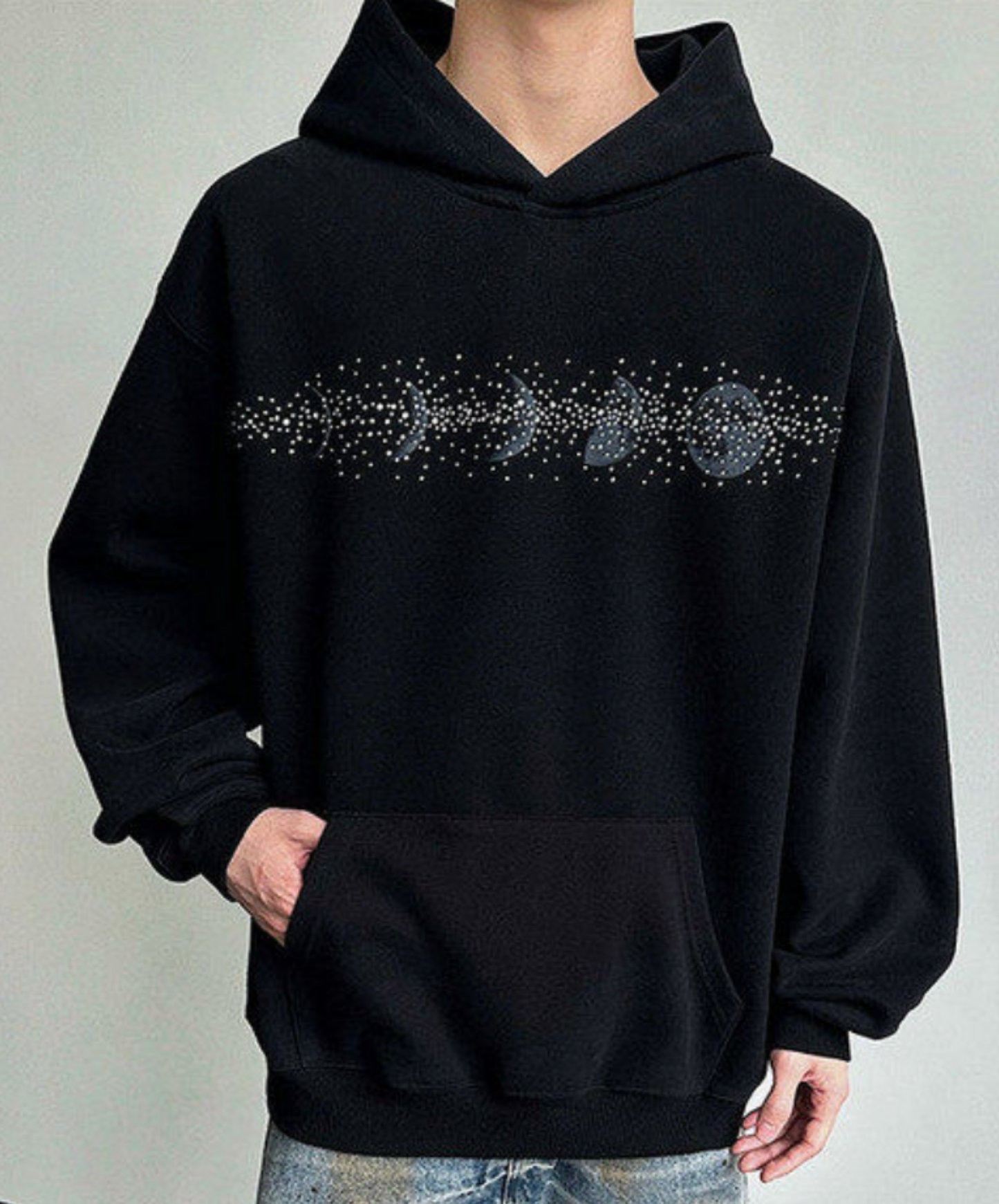 moon rhinestone loose hoodie EN2690