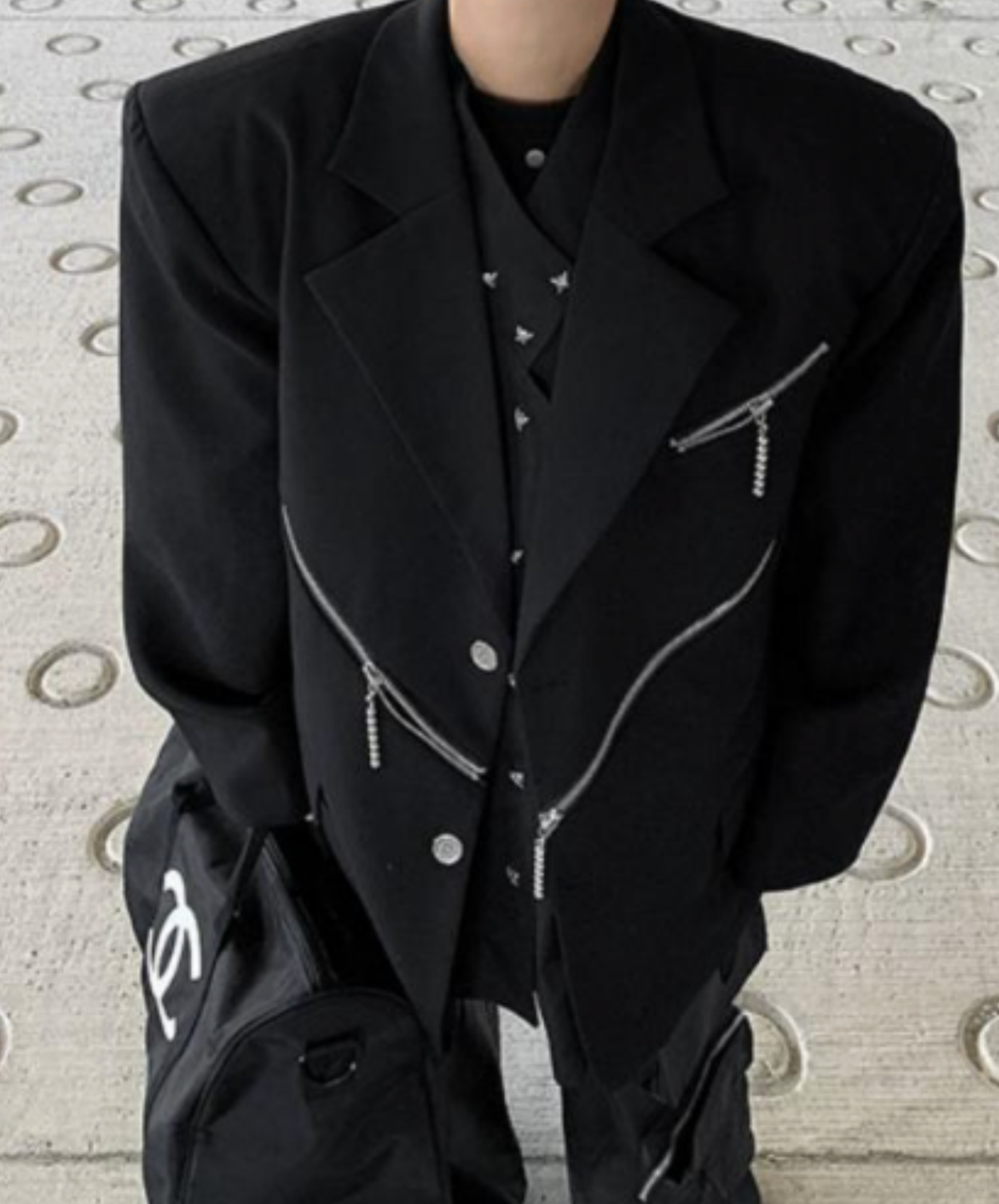 【style84】dark mode outfit set EN2630（jacket + sweatshirt + pants set）