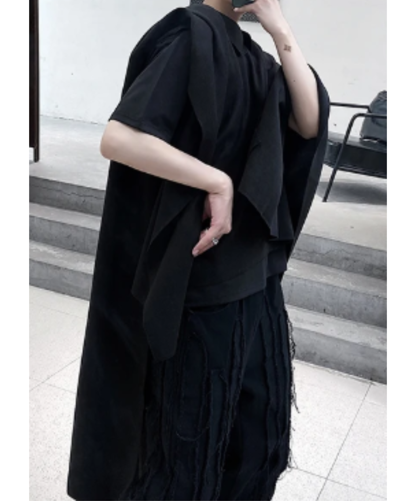 dark long bat cape shirt EN3021