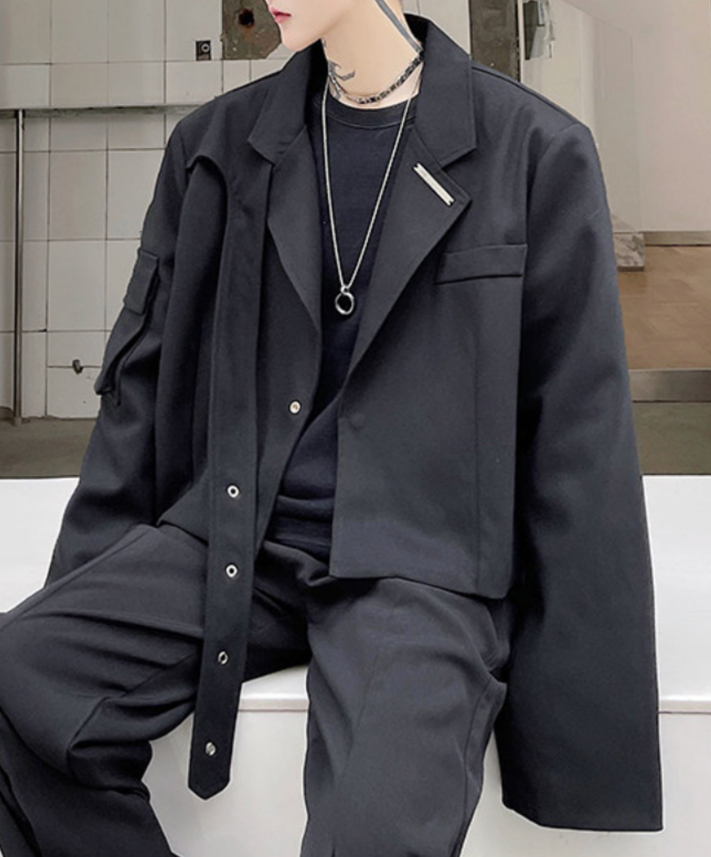 dark short blazer style jacket EN2672