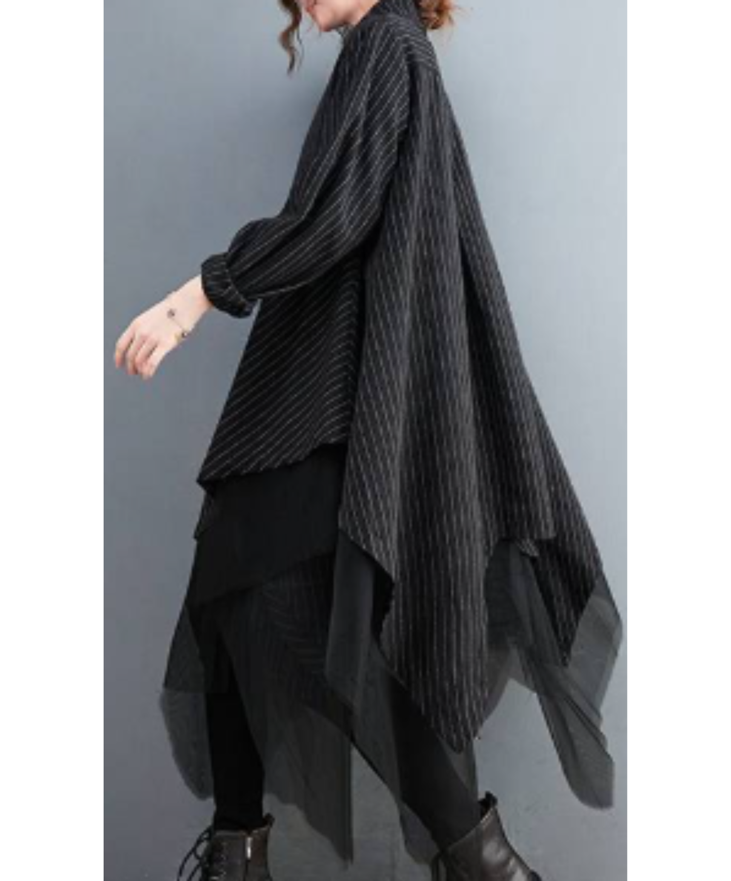 scalloped tulle long shirt EN3097