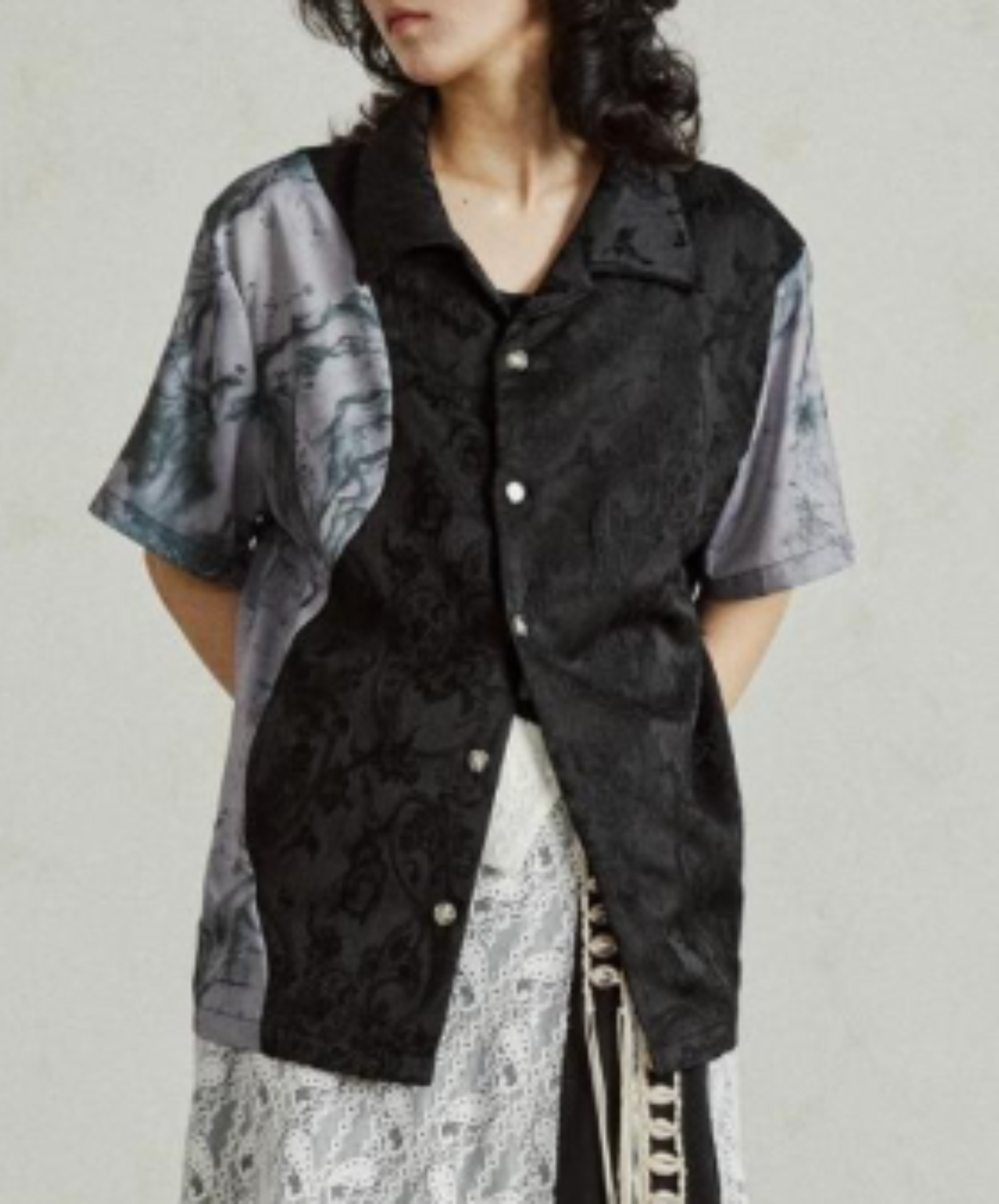 jacquard patchwork marble pattern shirt EN2924