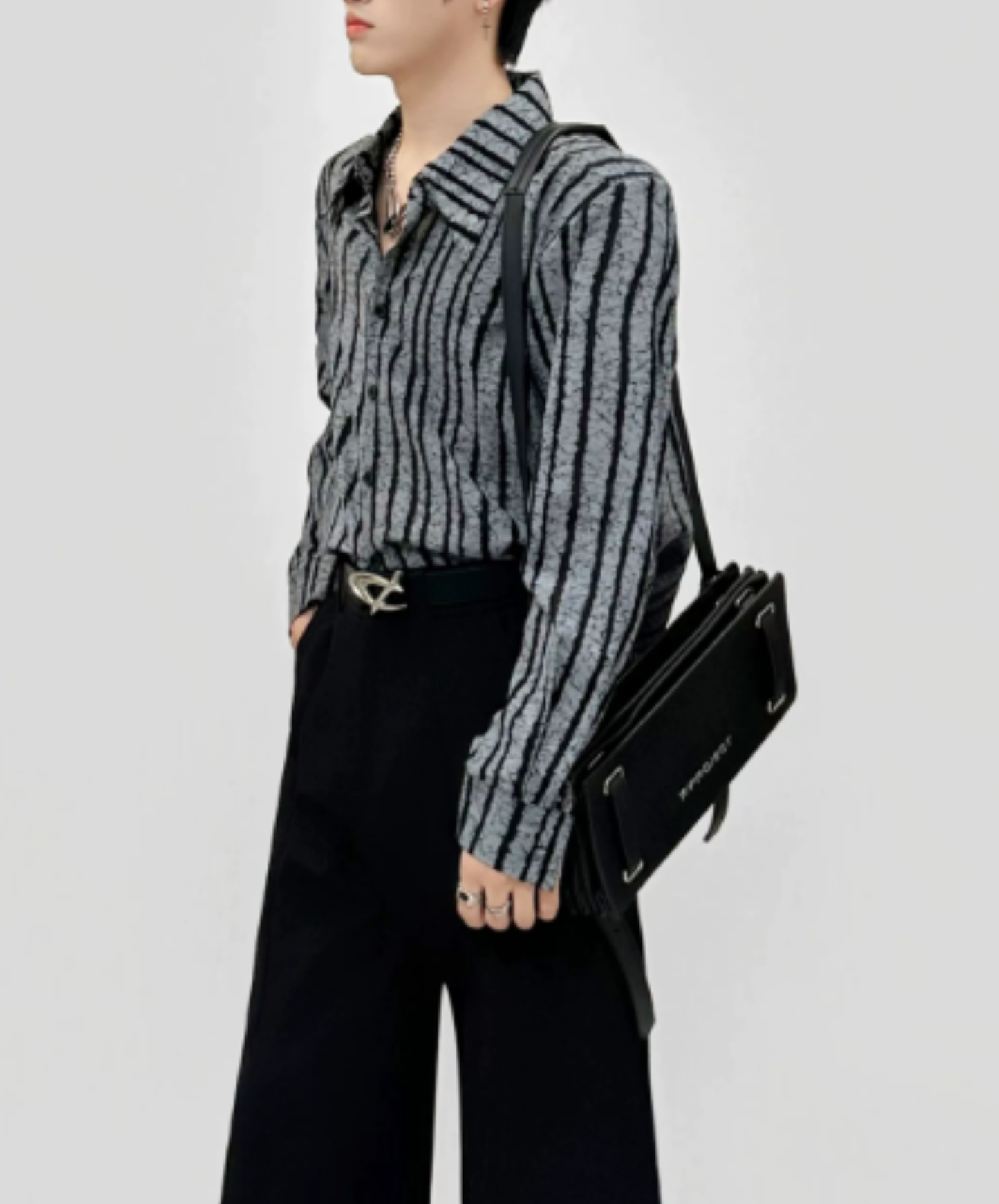 striped drape style shirt EN3086