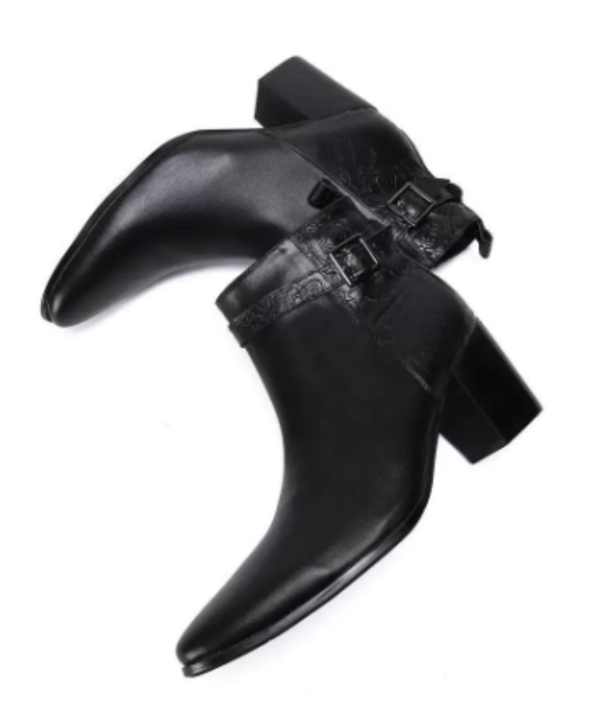 pointed-toe strap belt boots EN3175