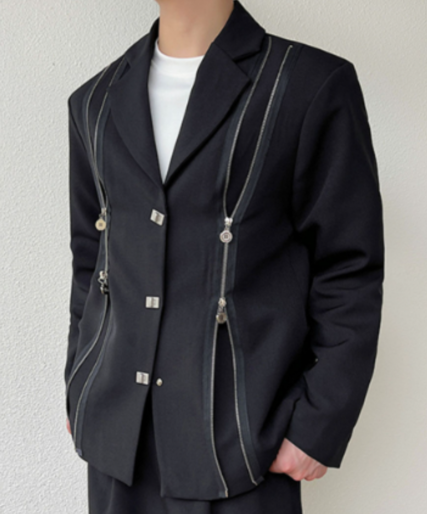 dark double zip up jacket EN1263
