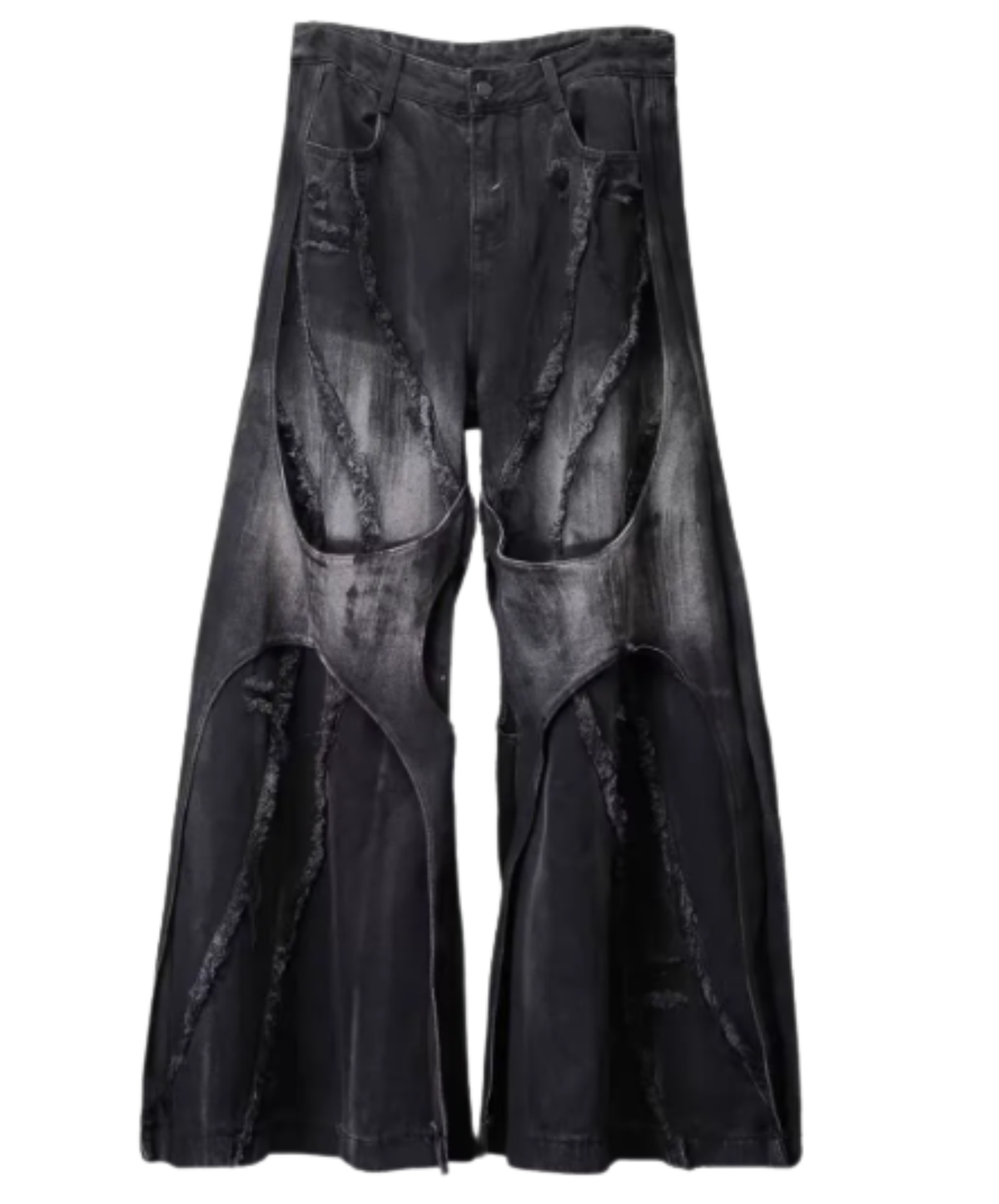 dark cut-off transition line wide pants EN3211
