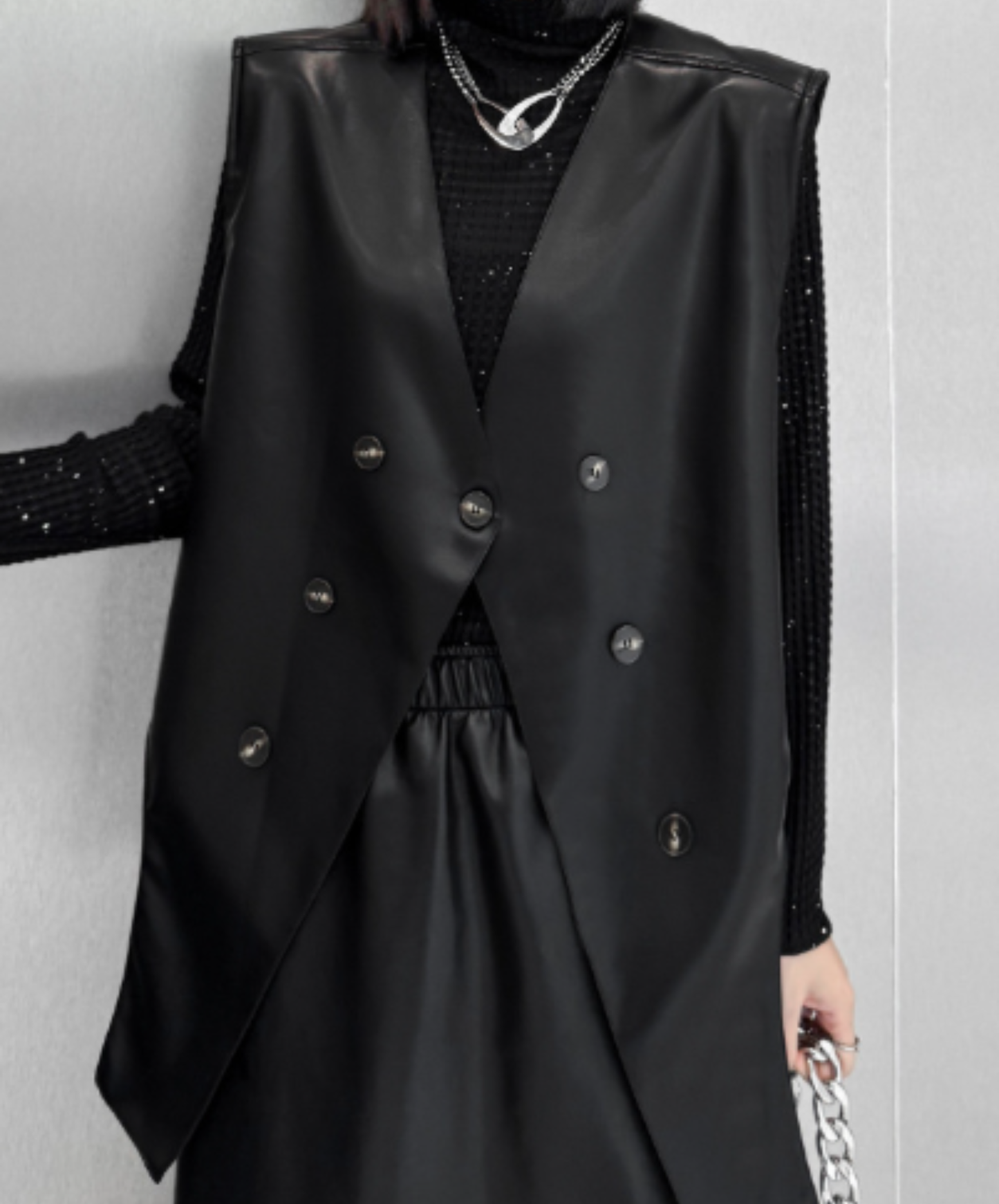 pu leather special silhouette vest EN2956