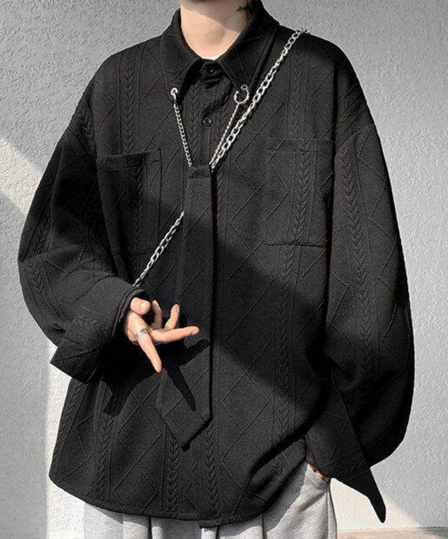 aran-style jacquard shirt EN2745