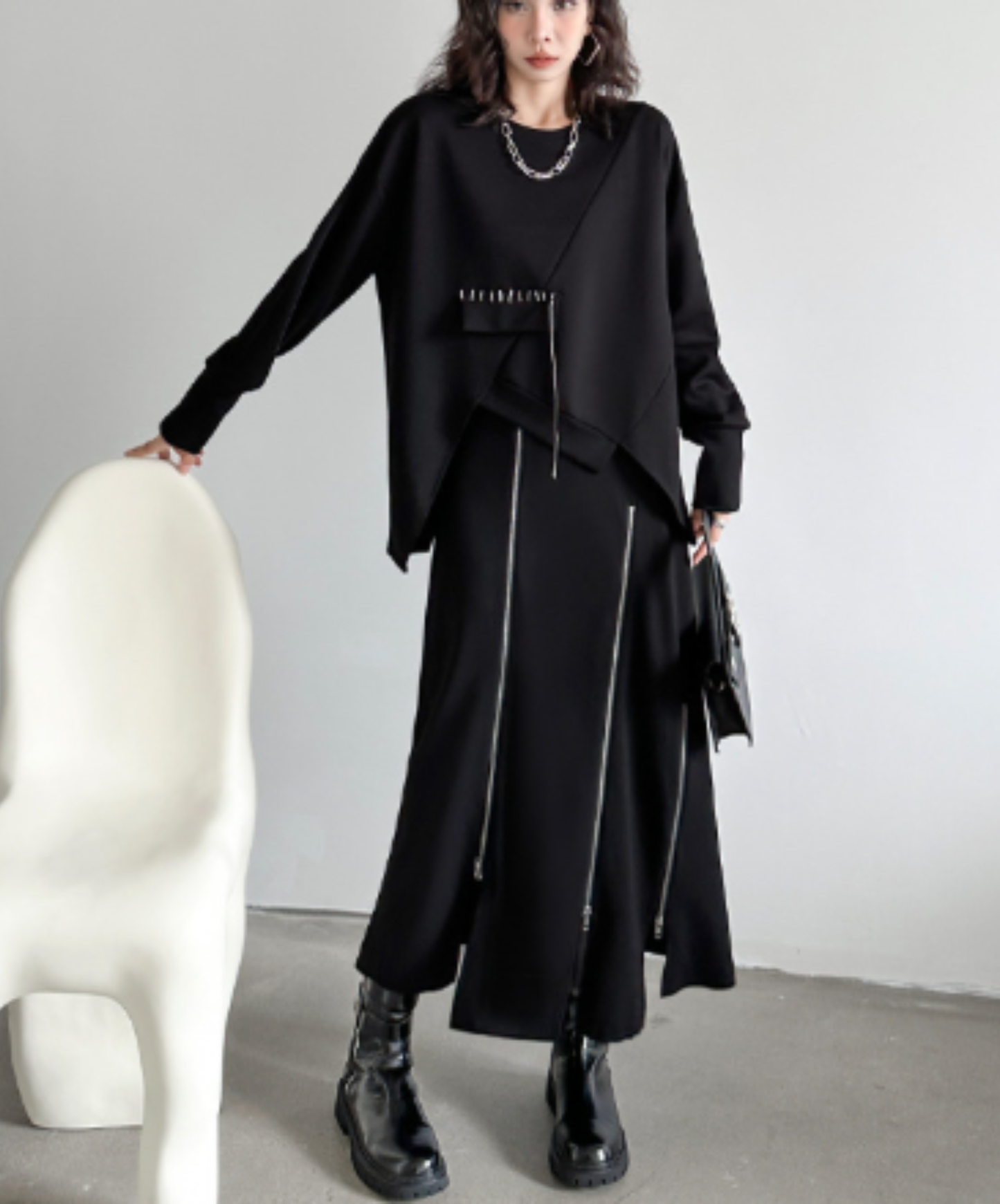 iIrregular seam line design sweatshirt EN3134