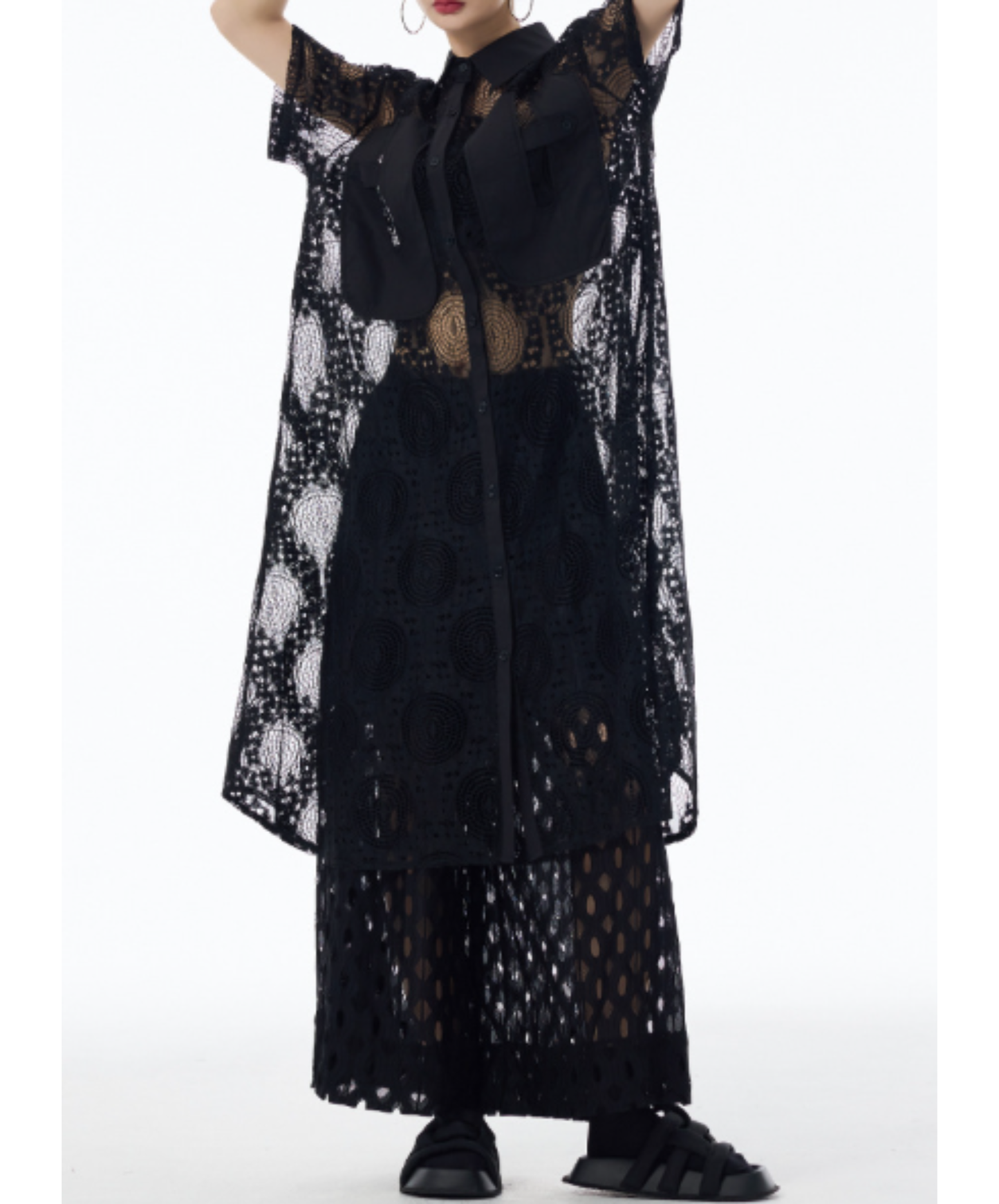 jacquard lace see-through vest EN2983