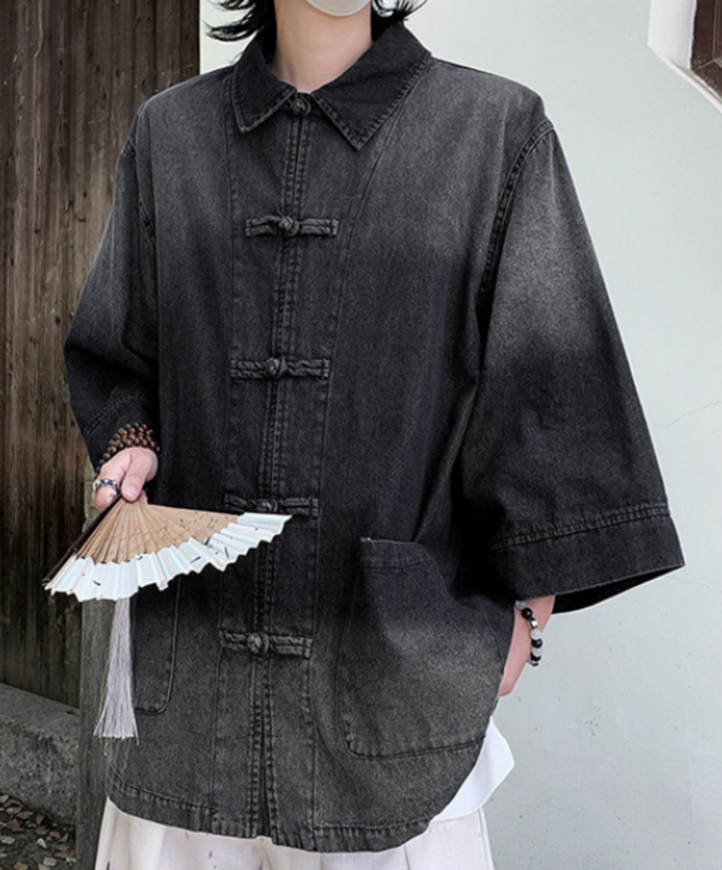 chinese style button gradient shirt EN2780