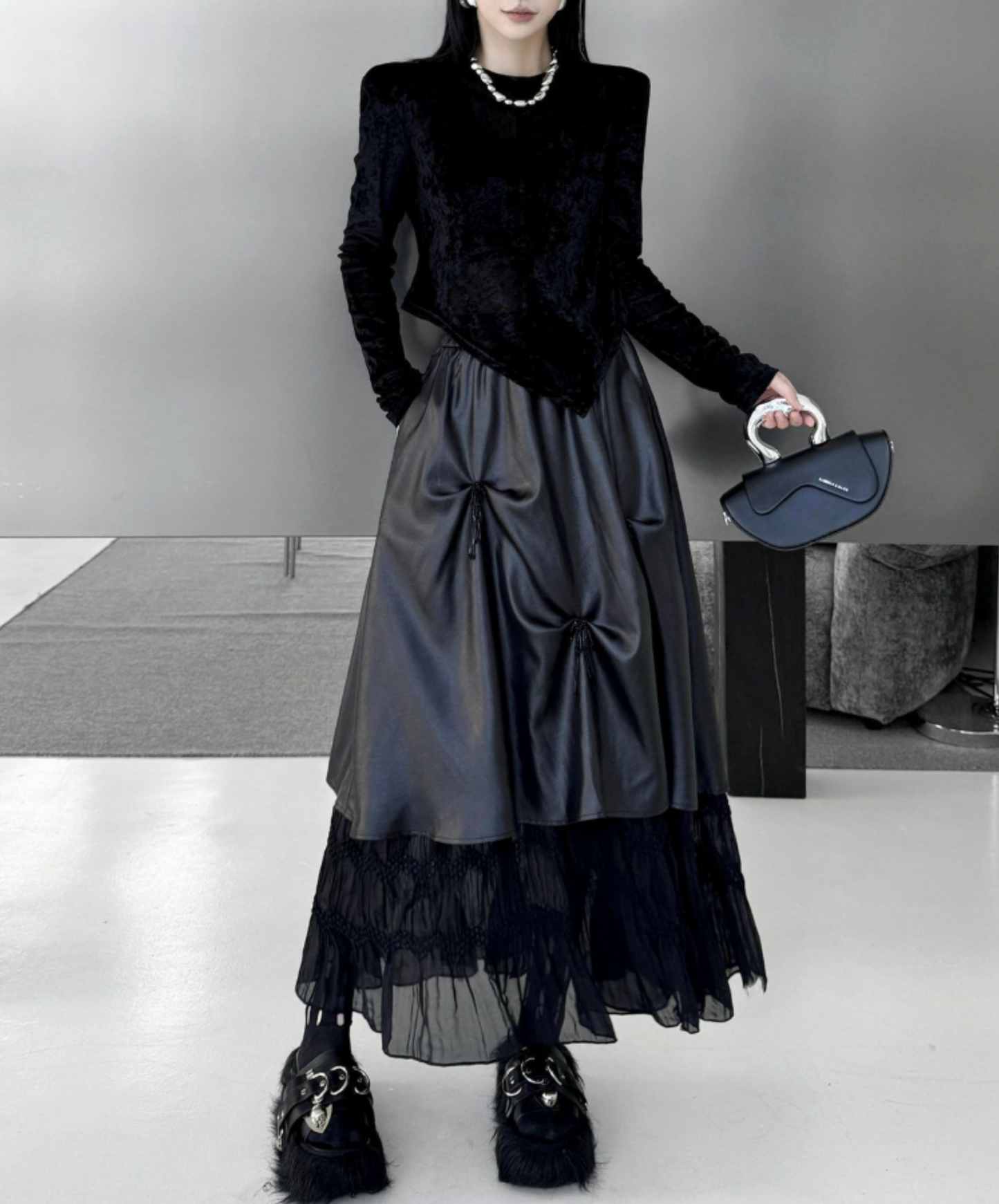 dark patchwork midi skirt EN2720