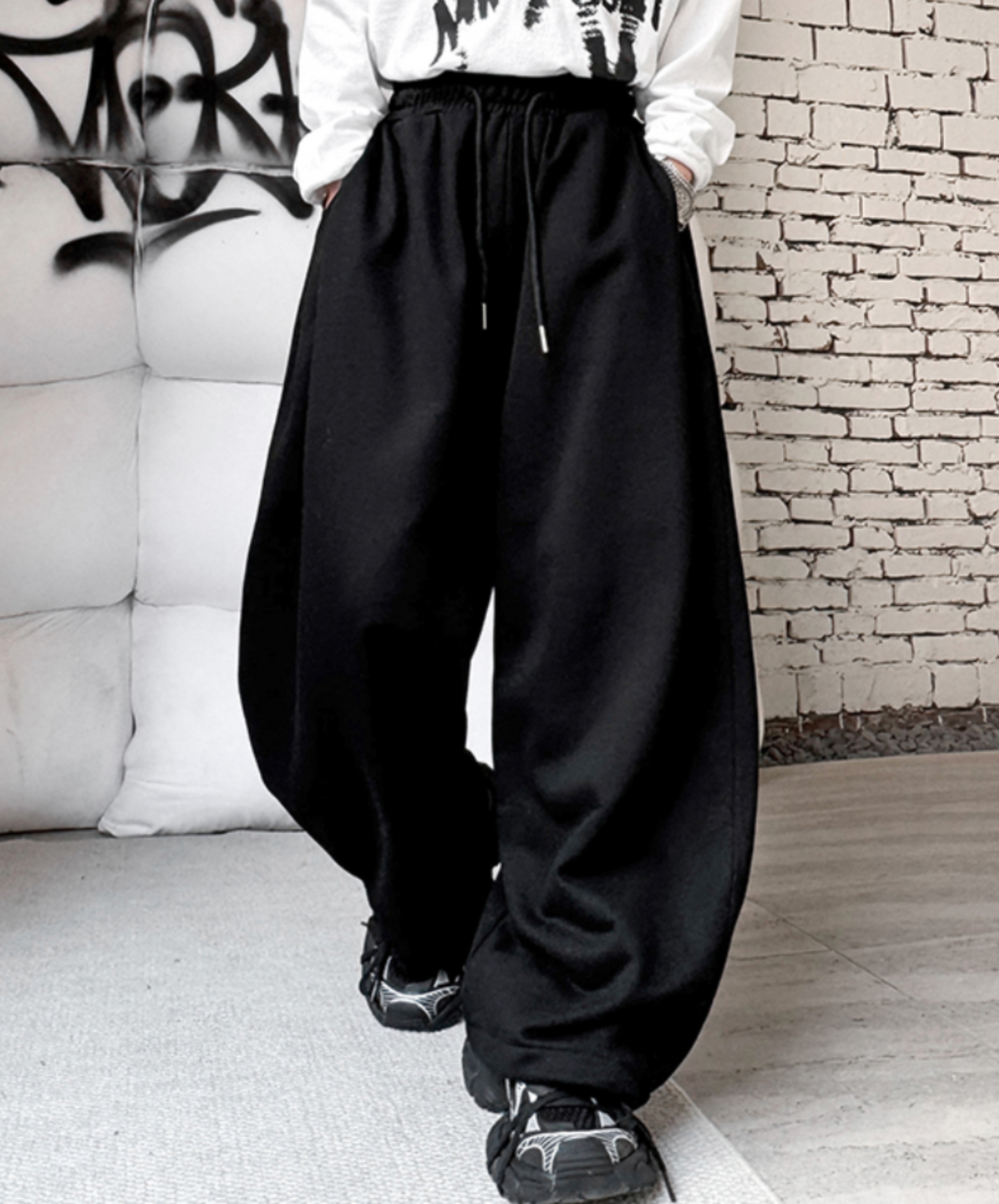 casual volume silhouette sweatshirt wide pants EN2101