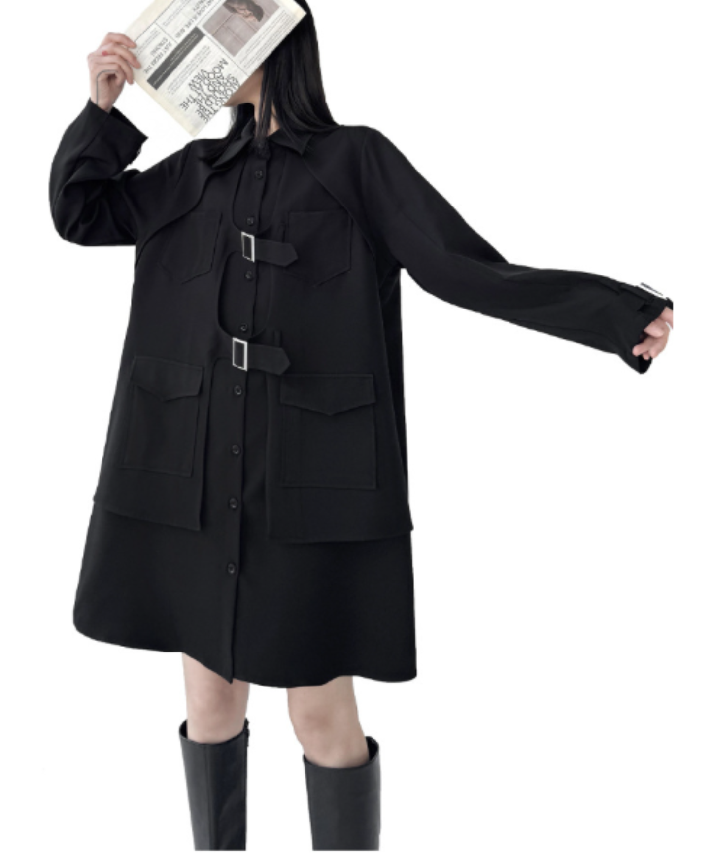 straight silhouette long shirt EN2901
