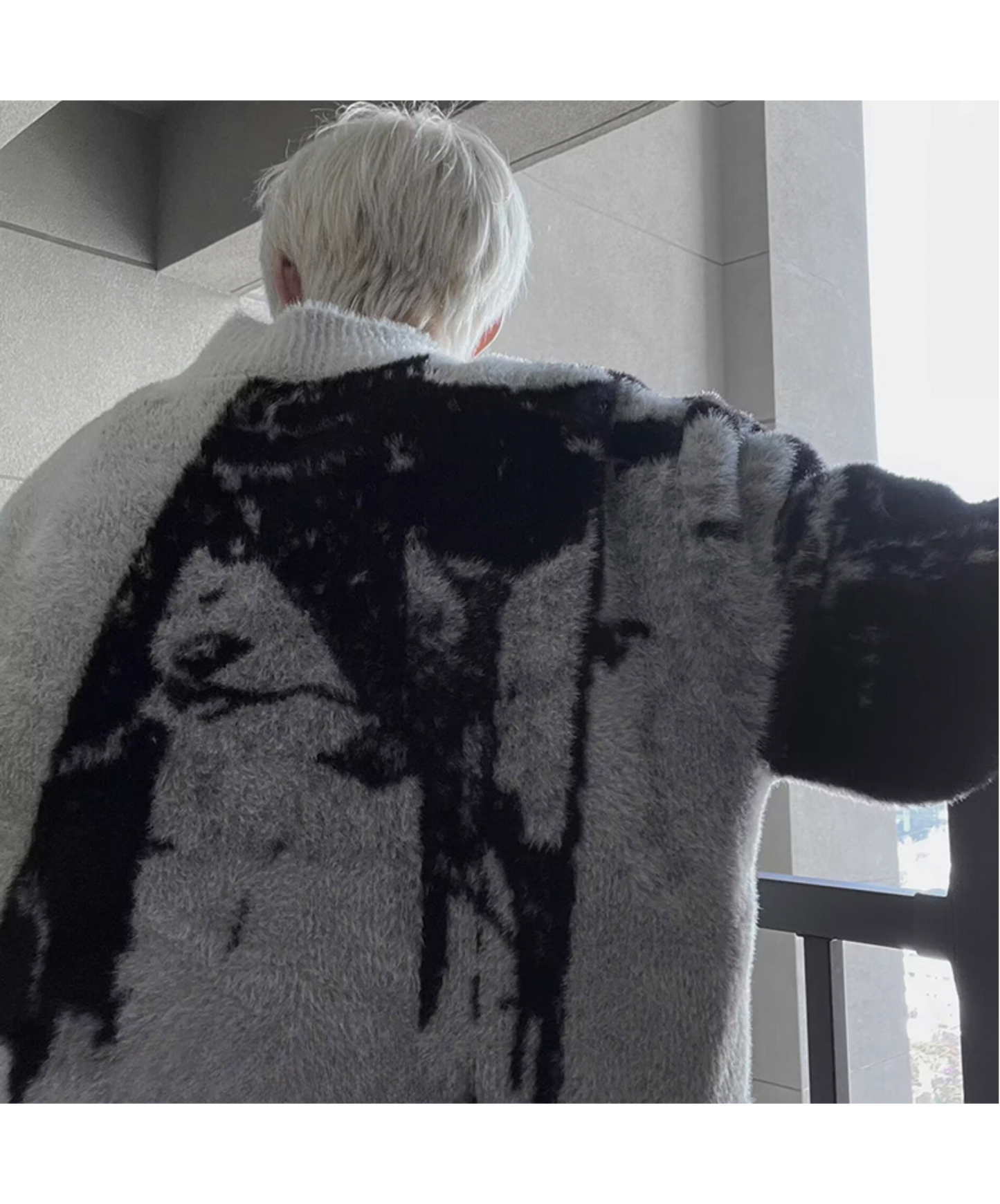 retro gradient double zipper sweater EN2516