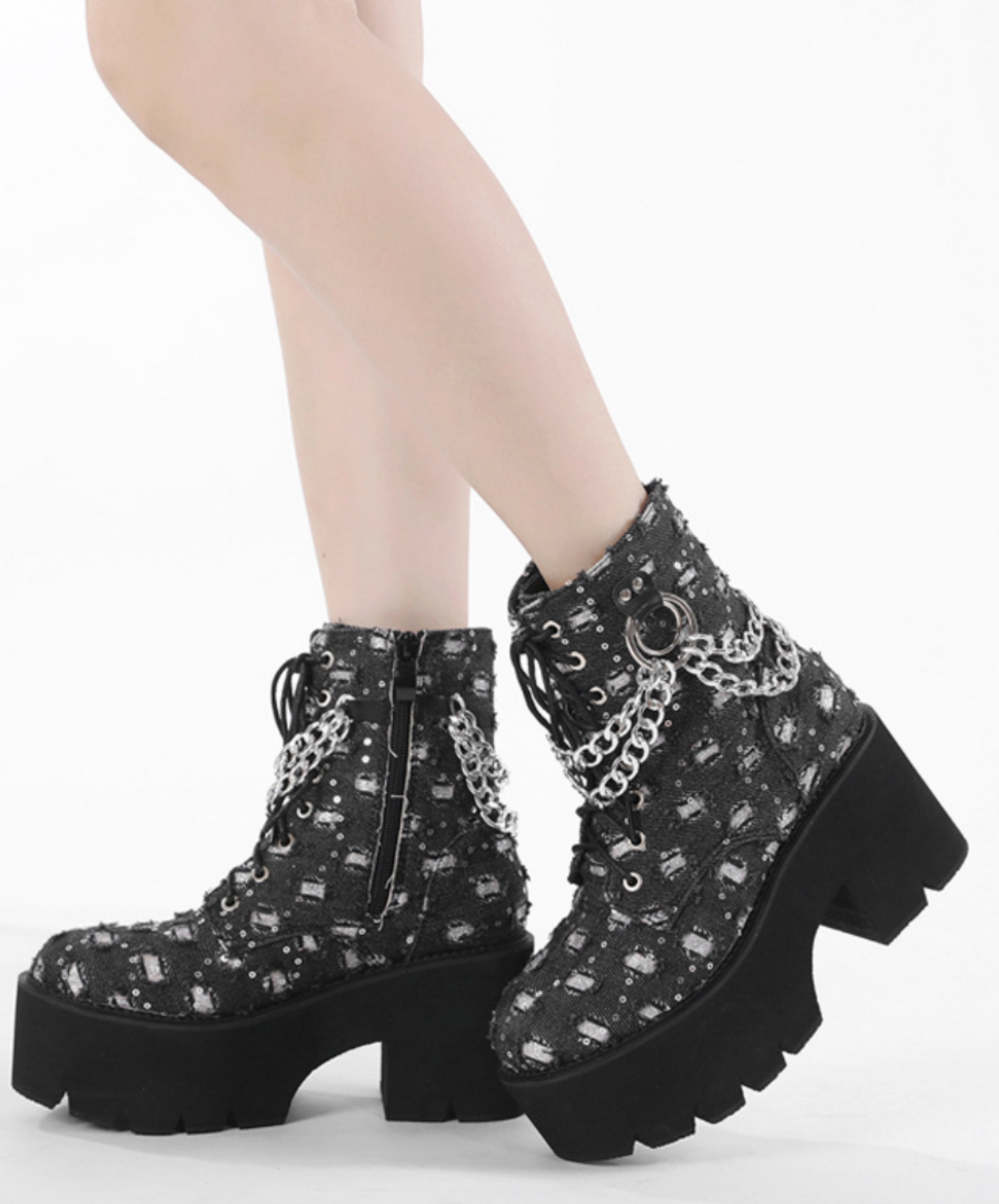 square hole ring chain boots EN2611