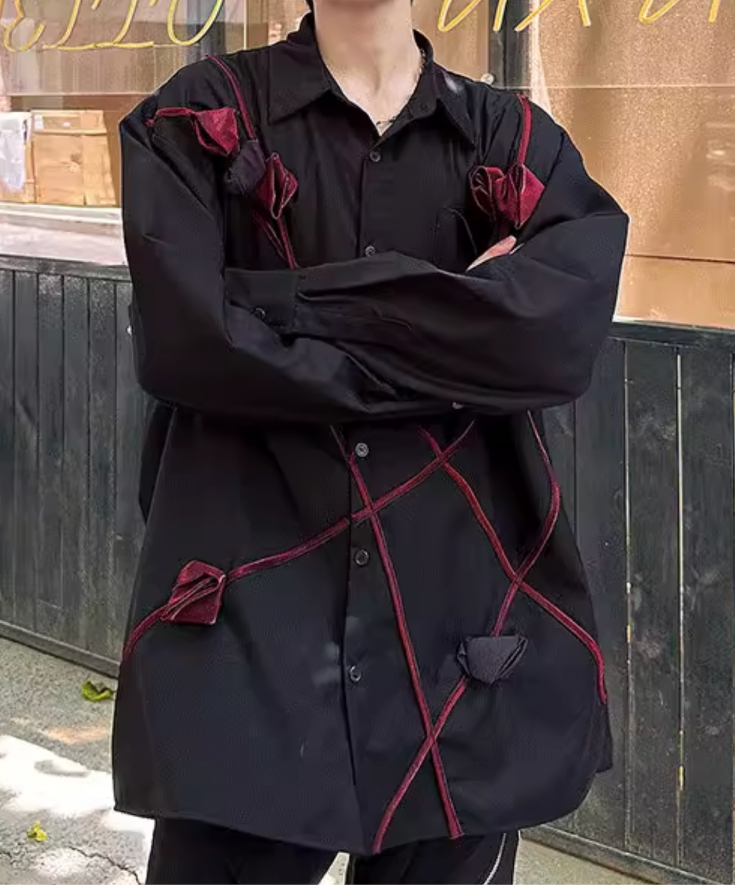 【style97】dark mode outfit set EN2886（shirt + necktie + pants set）